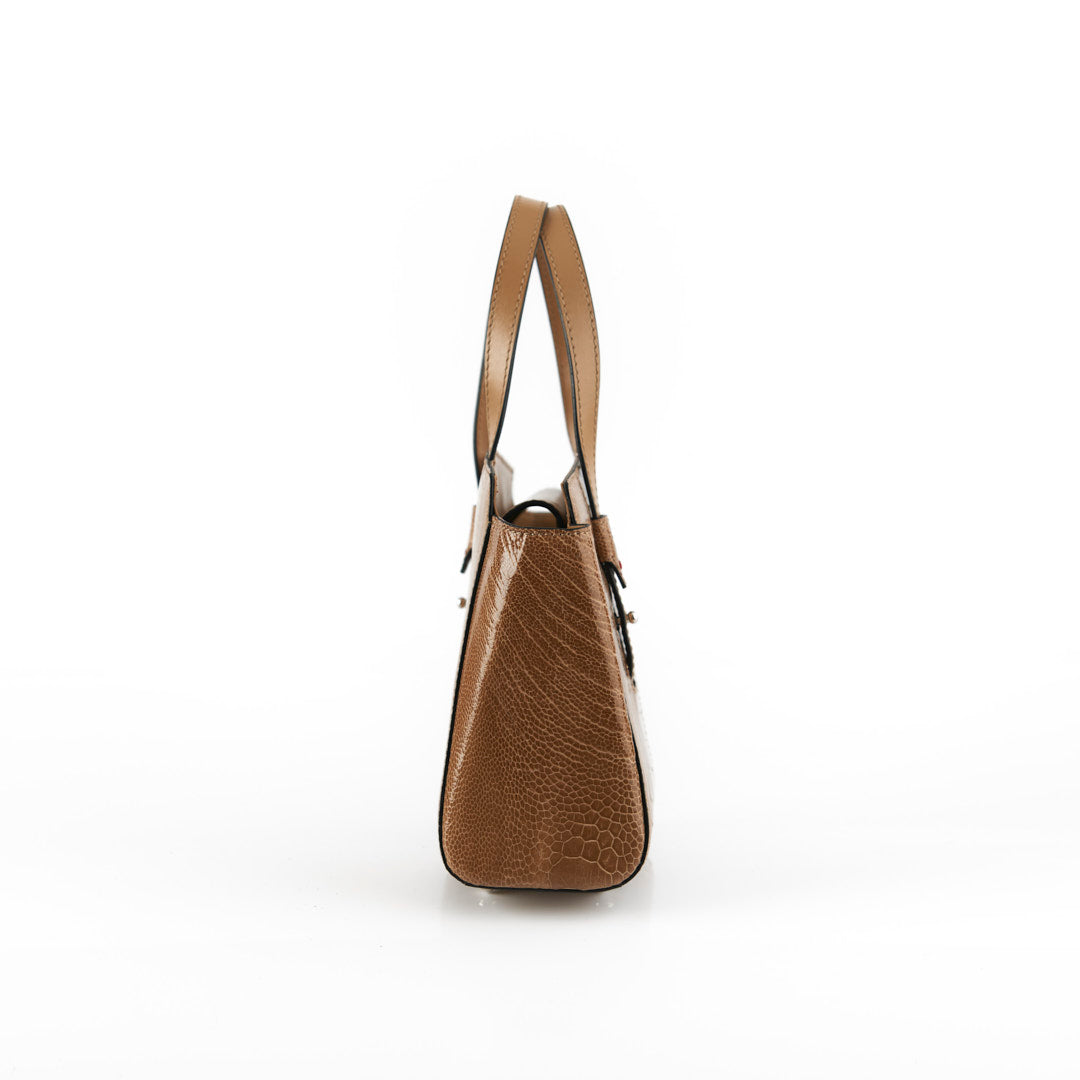 Nude Lorelai Ostrich Leather Shoulder Bag Bellabags Bellabags