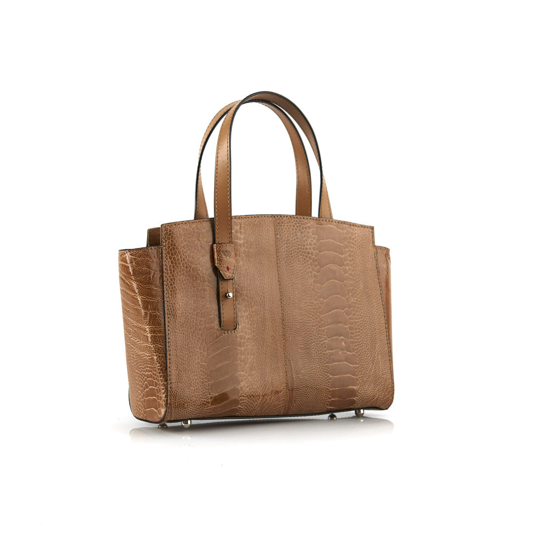 Nude Lorelai Ostrich Leather Shoulder Bag Bellabags Bellabags