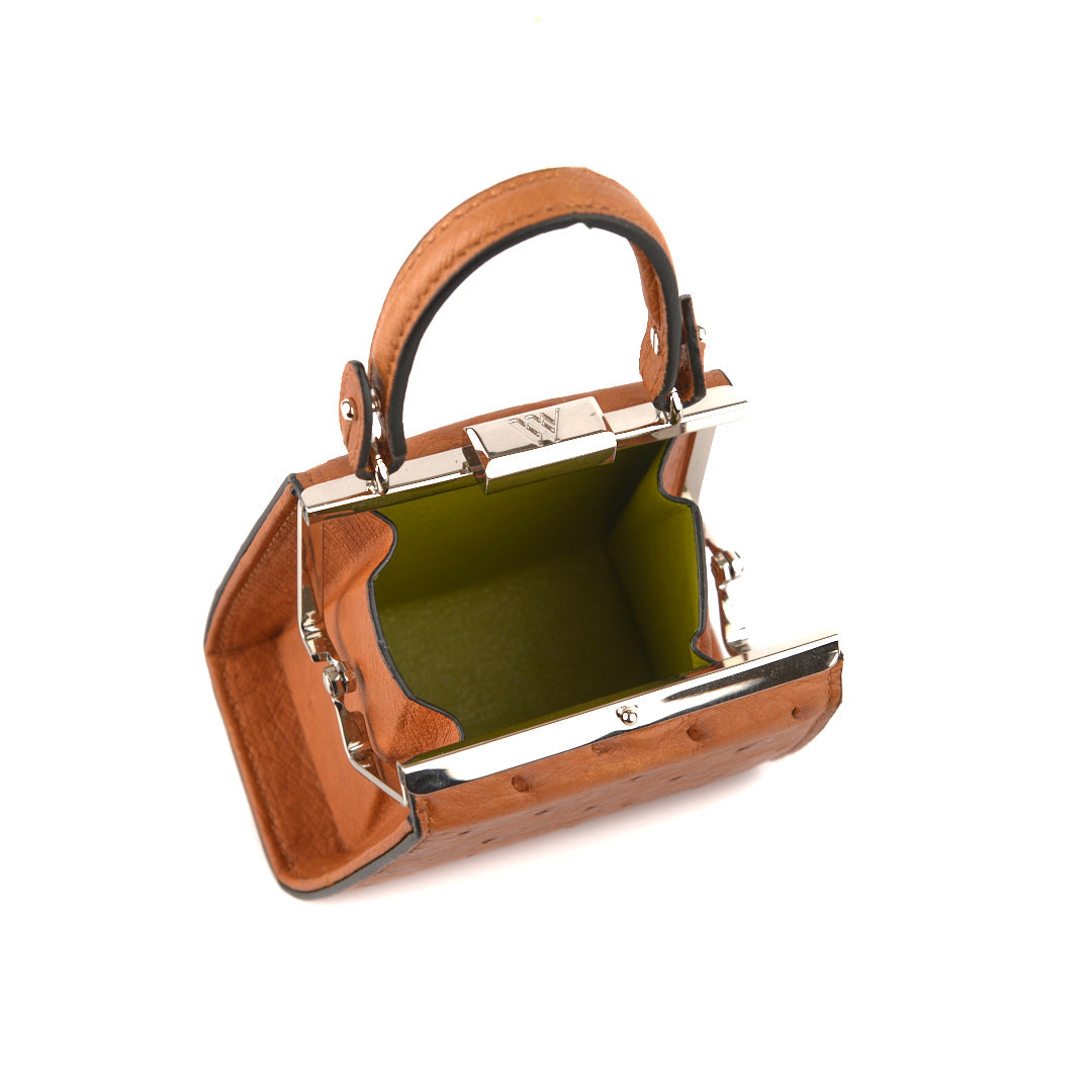 Light Brown Vegas Ostrich Leather Micro Bag Bellabags Bellabags