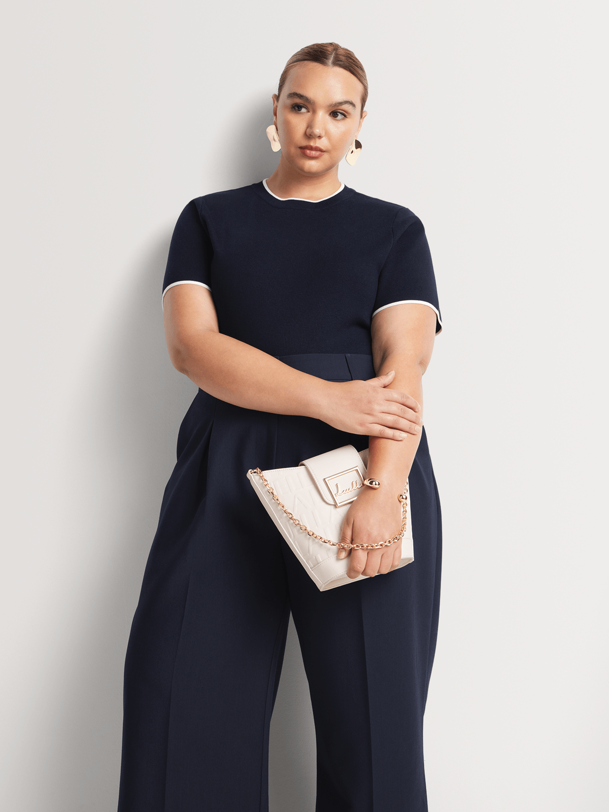 Luella Debossed Bucket Bag with Clasp Luella