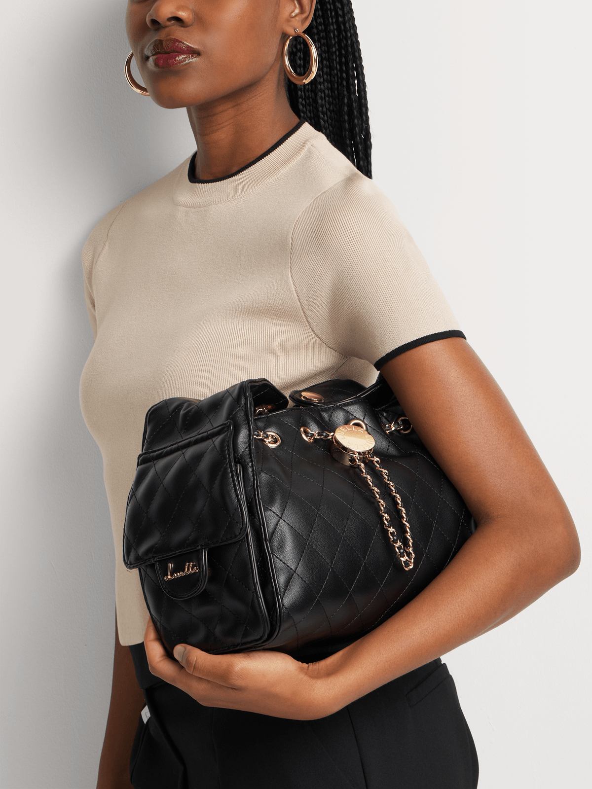 Luella Quilted Utility Bucket Bag Luella