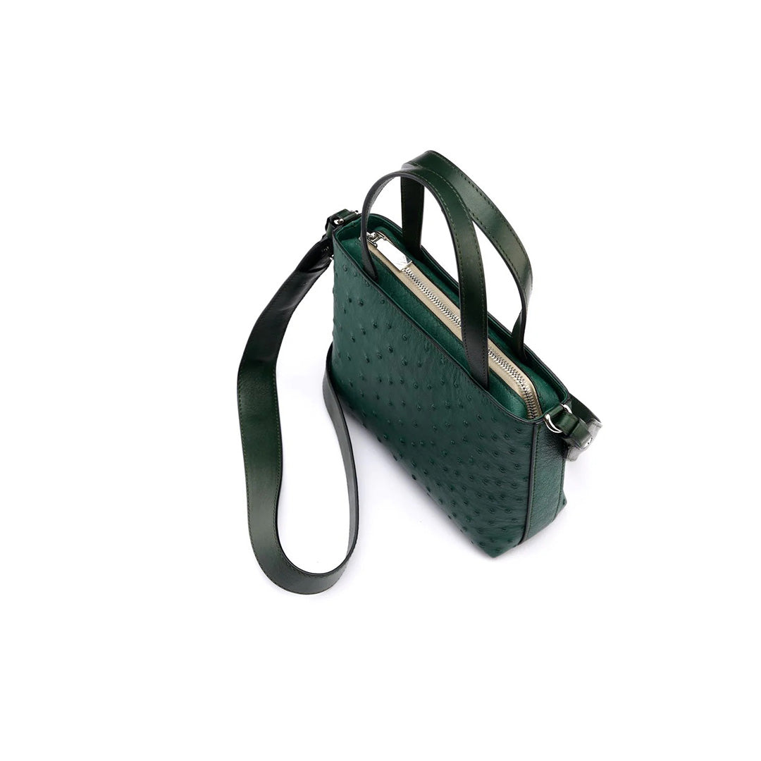 Green Lily Ostrich Leather Shoulder Bag Bellabags Bellabags
