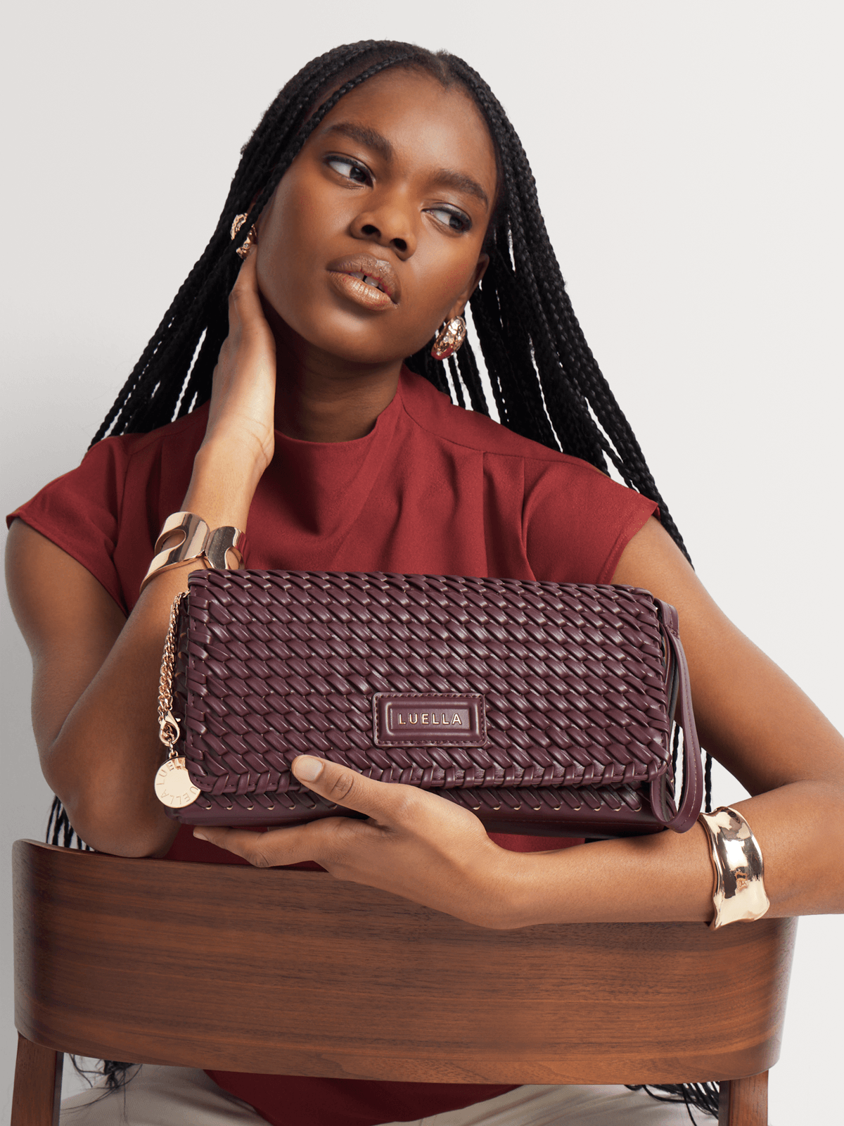 Luella Weave Textured Clutch Bag Luella Bellabags