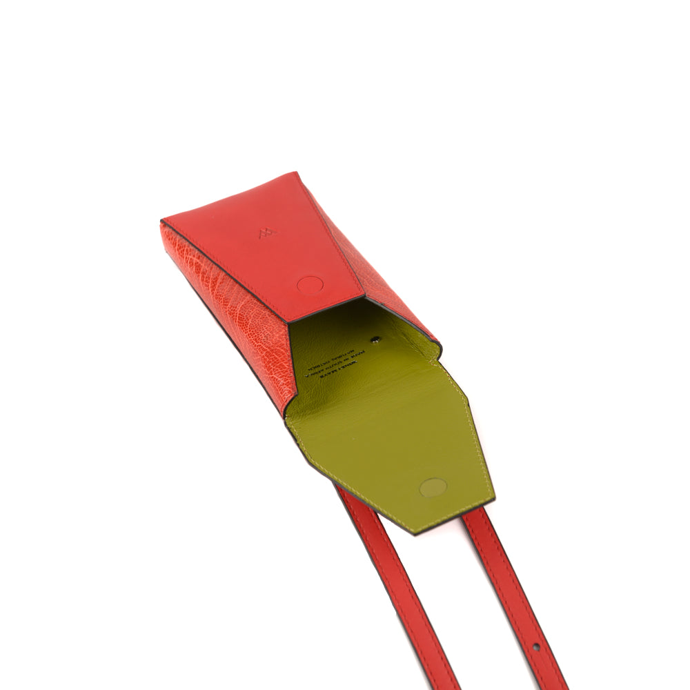 Orange Indiana Ostrich Leather Phone pouch Bellabags Bellabags