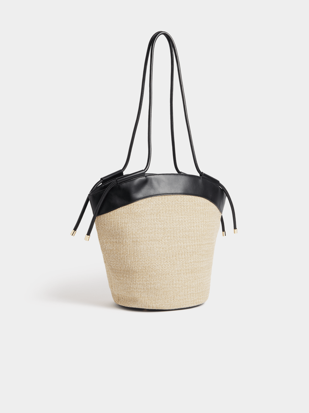 Luella Raffia Drawstring Basket Shopper Bag Luella