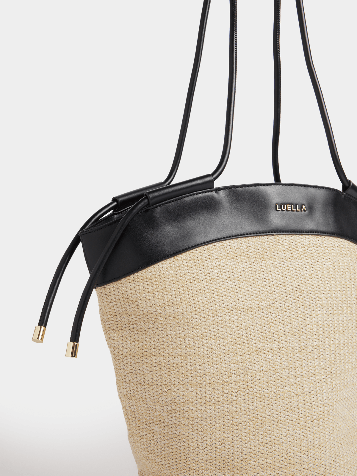 Luella Raffia Drawstring Basket Shopper Bag Luella