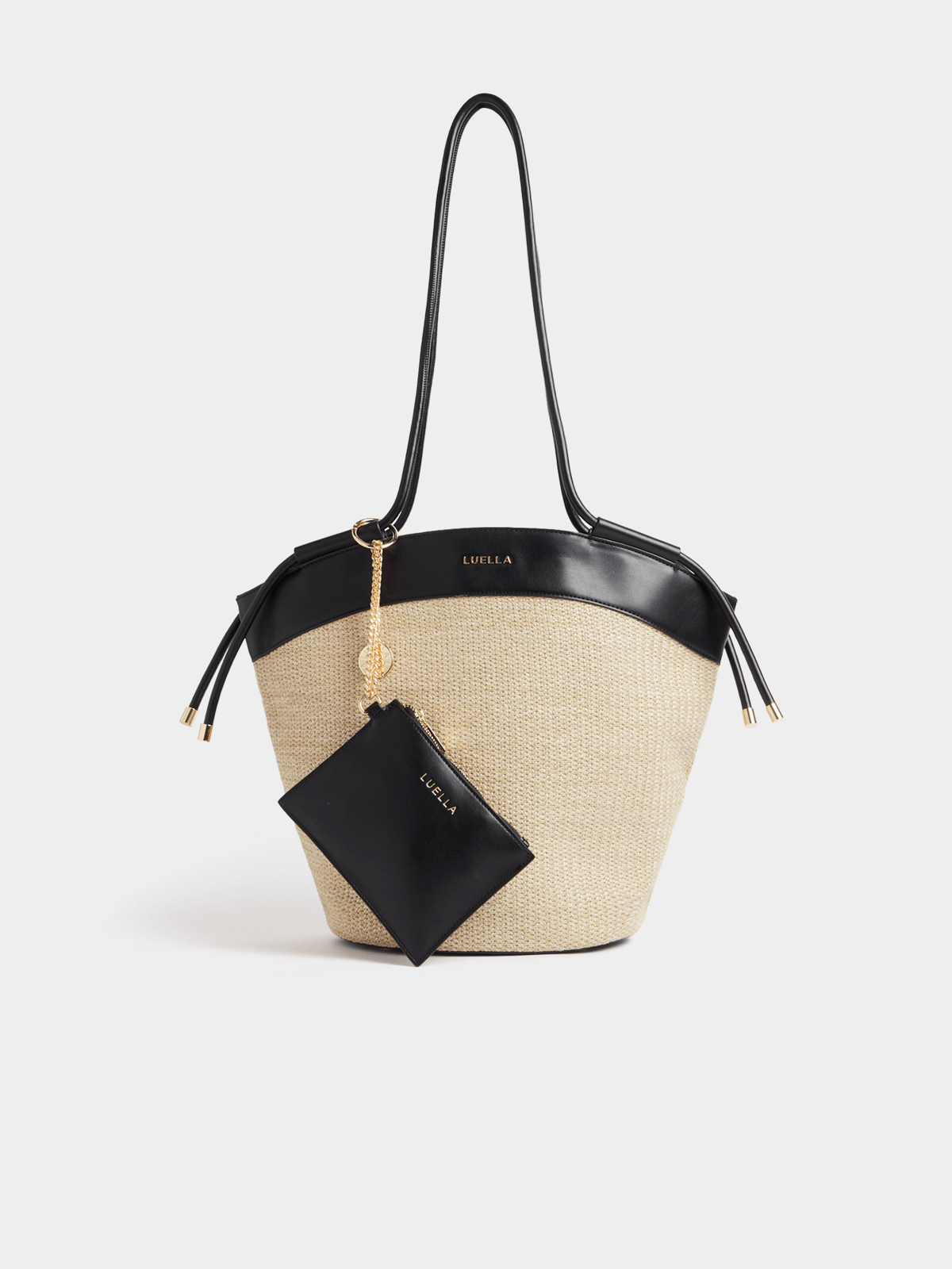 Luella Raffia Drawstring Basket Shopper Bag Luella