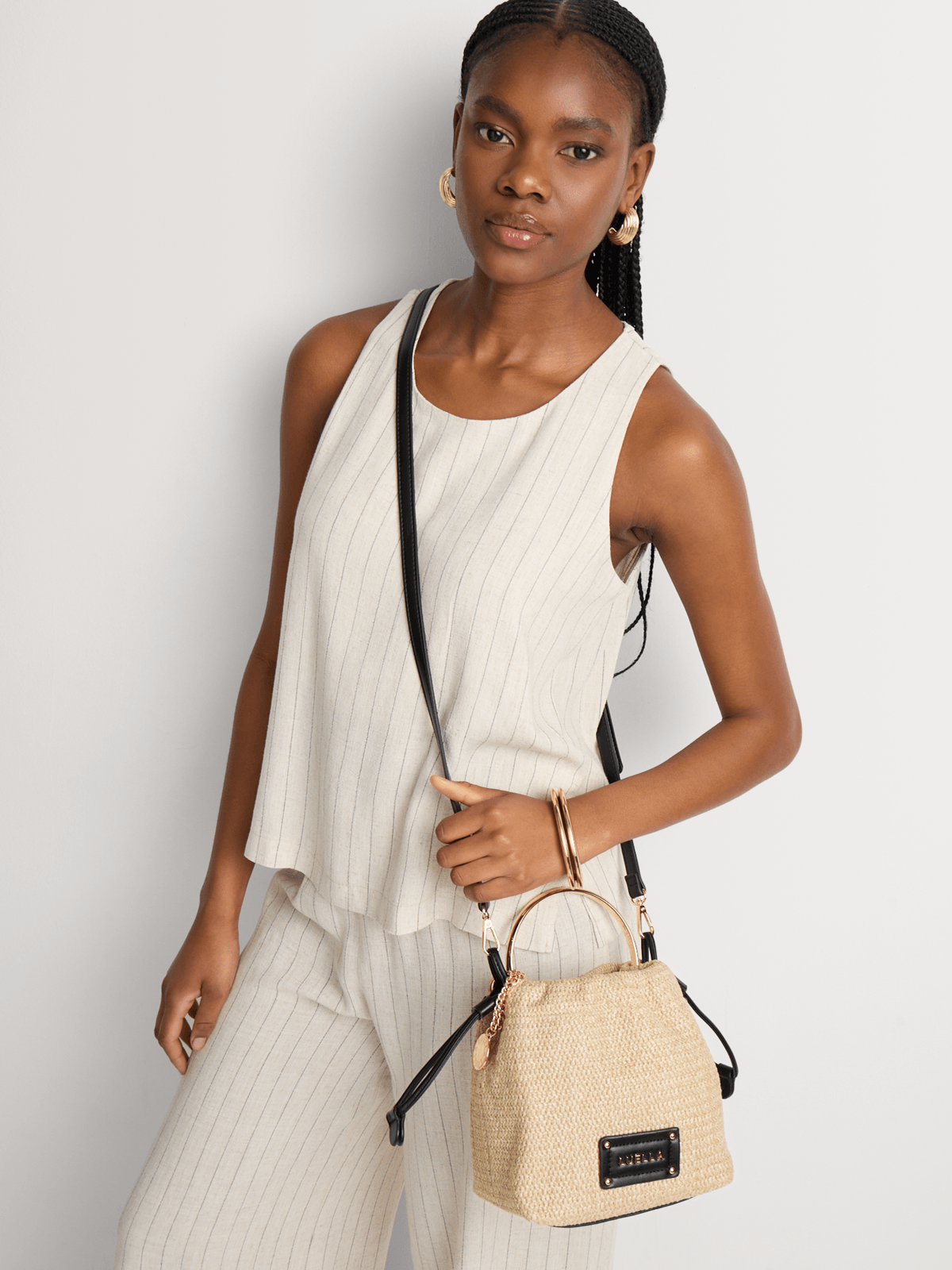 Luella Raffia Drawstring Bucket Bag Luella Bellabags