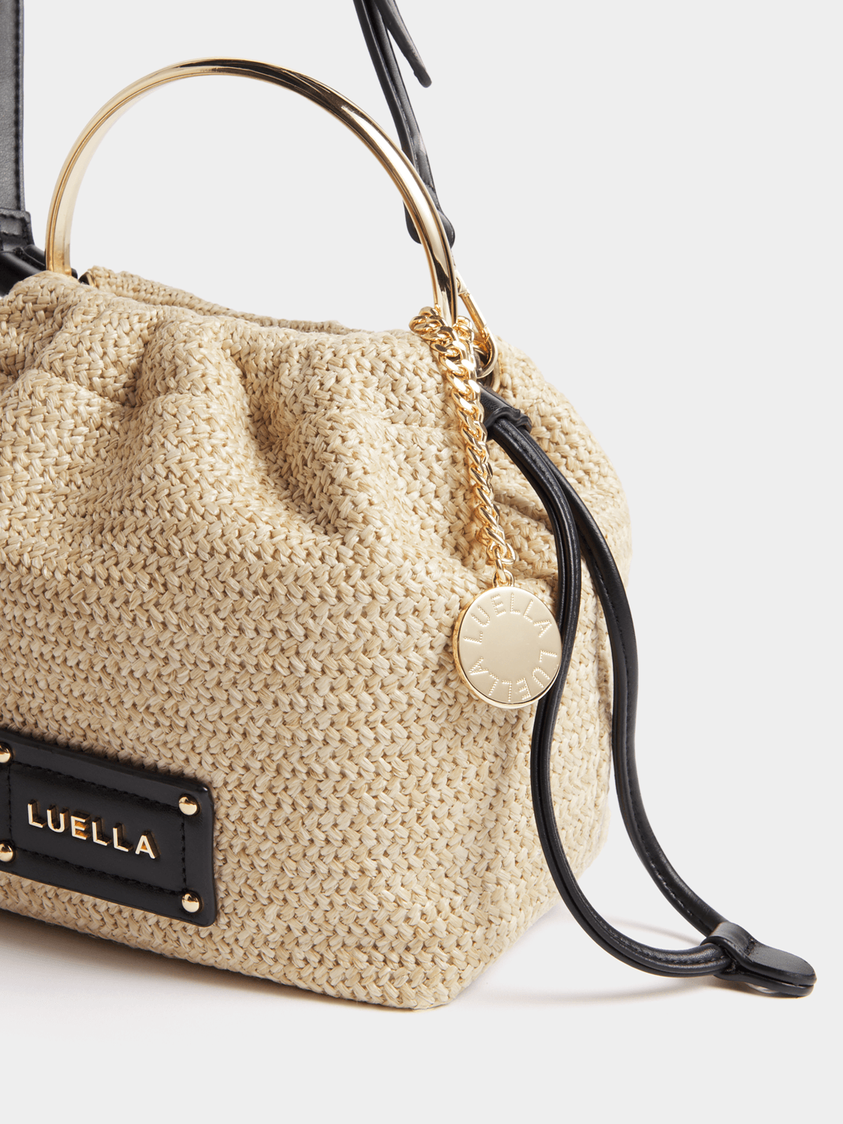 Luella Raffia Drawstring Bucket Bag Luella