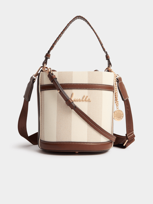 Luella Striped Canvas Bucket Bag Luella