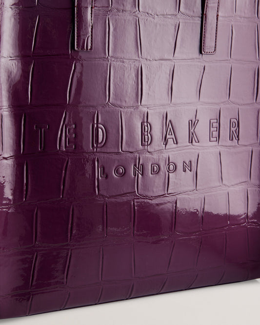 Women's Croccon-Croc Effect Large Icon Bag Maroon Ted Baker South Africa Bellabags