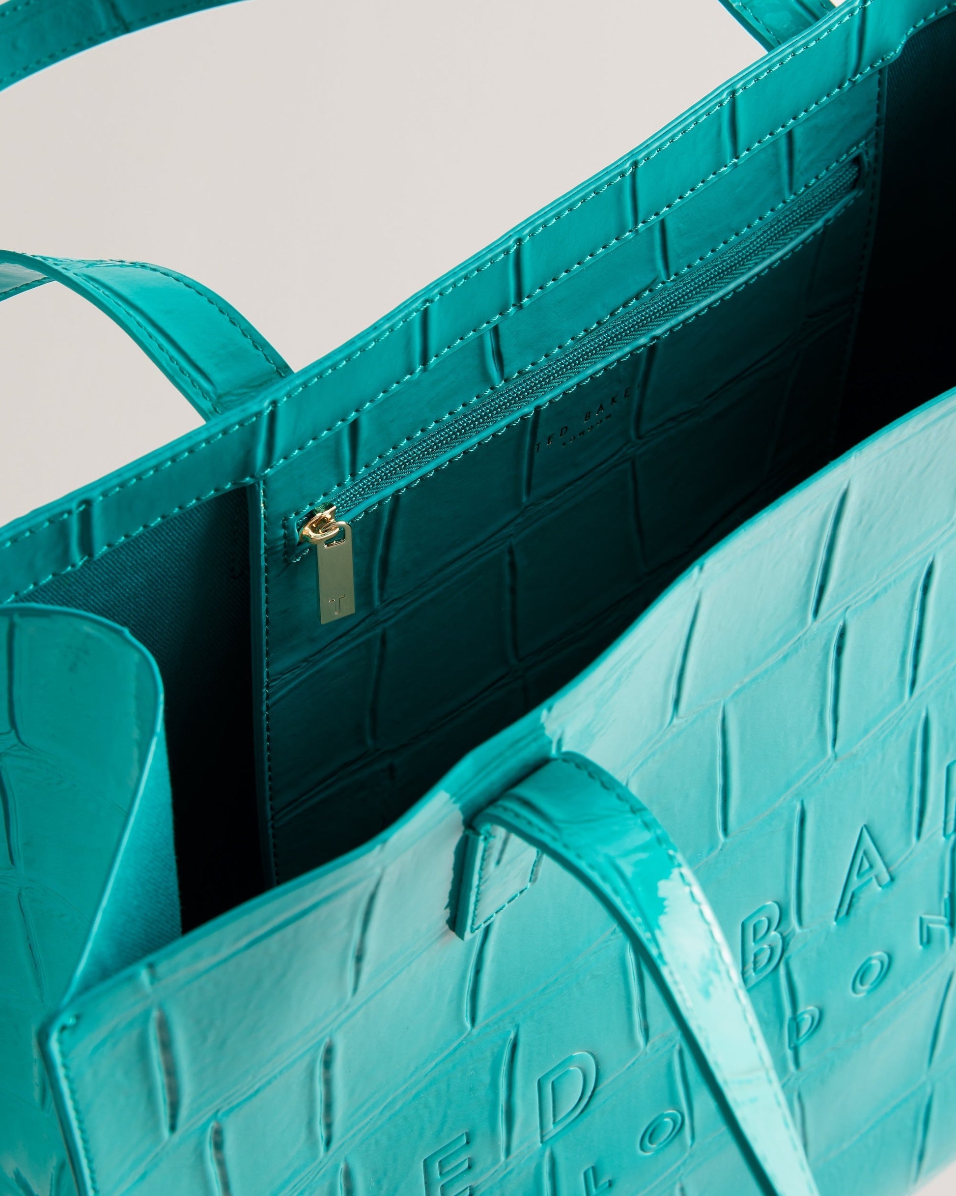 Women's Croccon-Croc Effect Large Icon Bag Teal-Blue Ted Baker South Africa