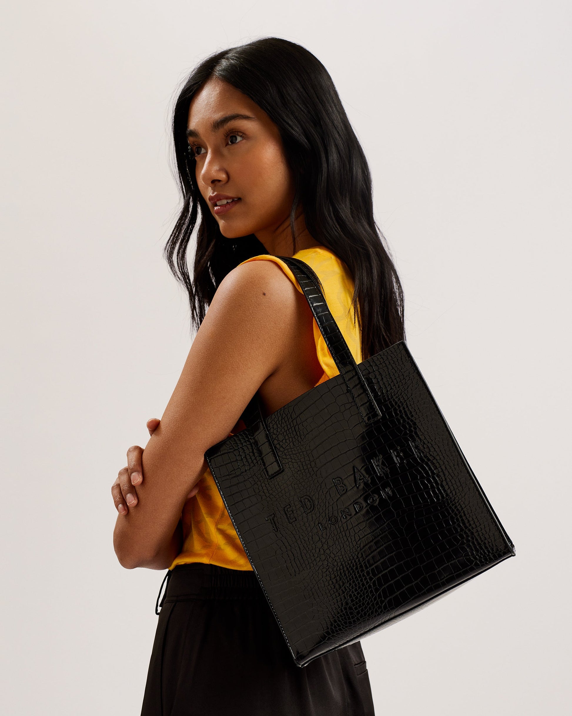 Women's Reptcon-Croc Effect Small Icon Bag Black Ted Baker South Africa