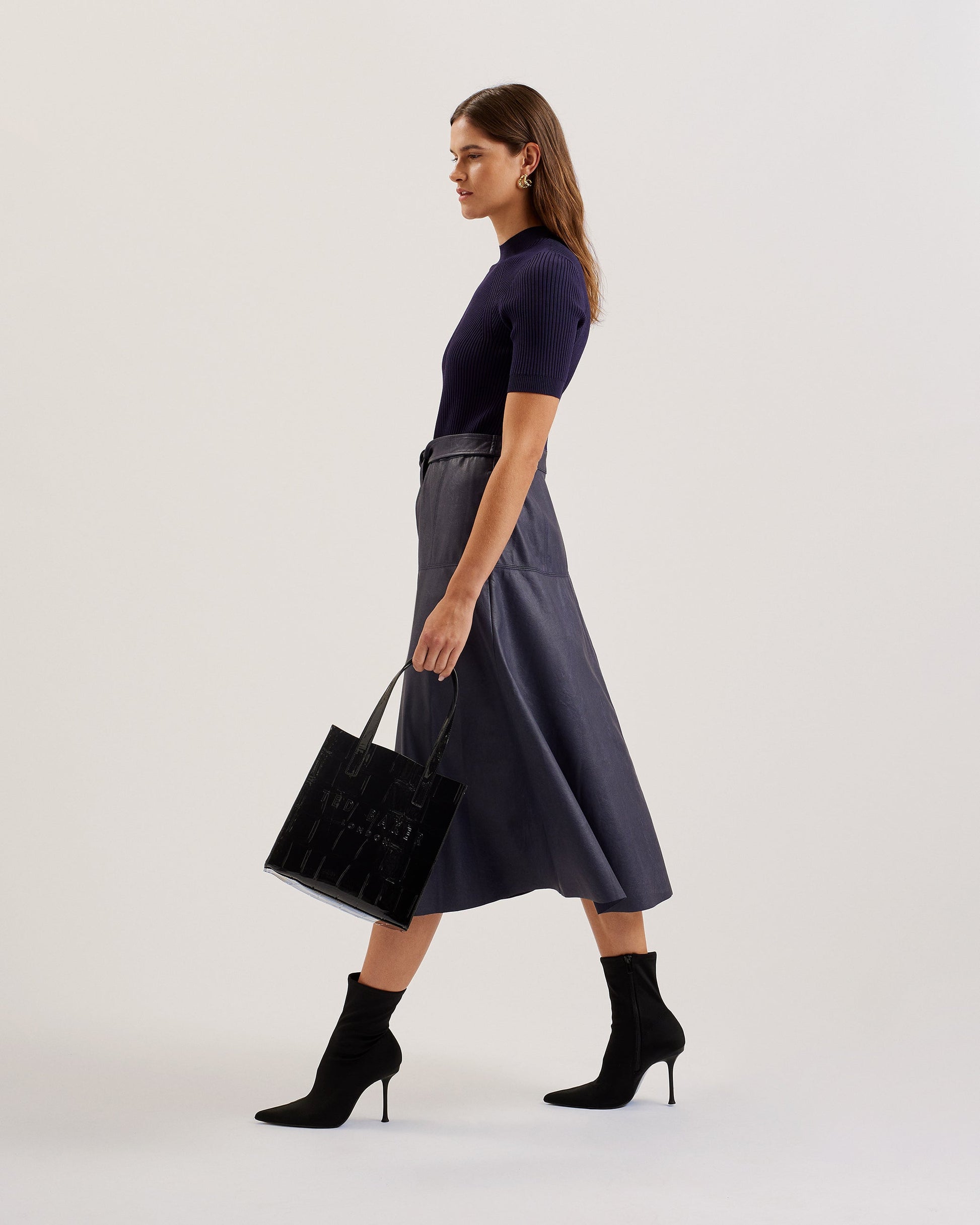 Women's Reptcon-Croc Effect Small Icon Bag Jet-Black Ted Baker South Africa