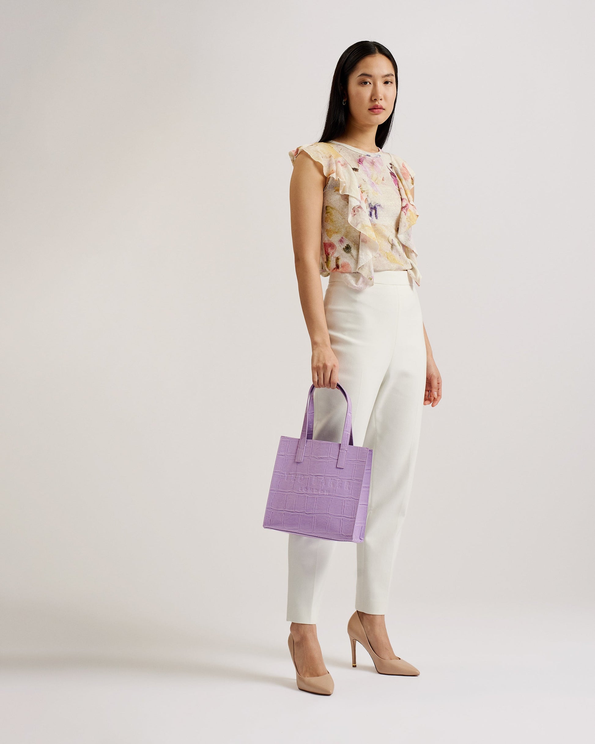 Women's Reptcon-Croc Effect Small Icon Bag Lilac Ted Baker South Africa