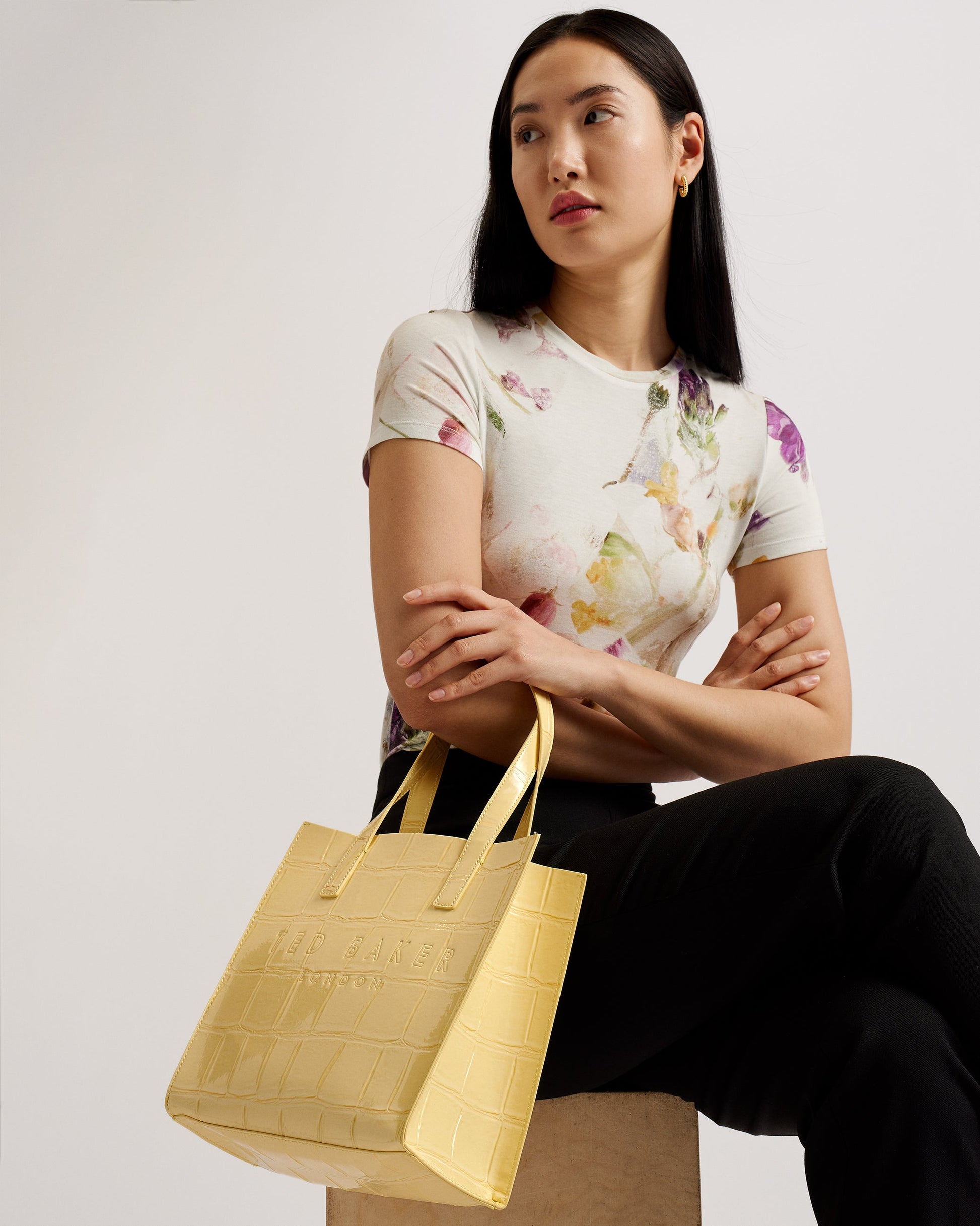 Women's Reptcon-Croc Effect Small Icon Bag Lt-Yellow Ted Baker South Africa