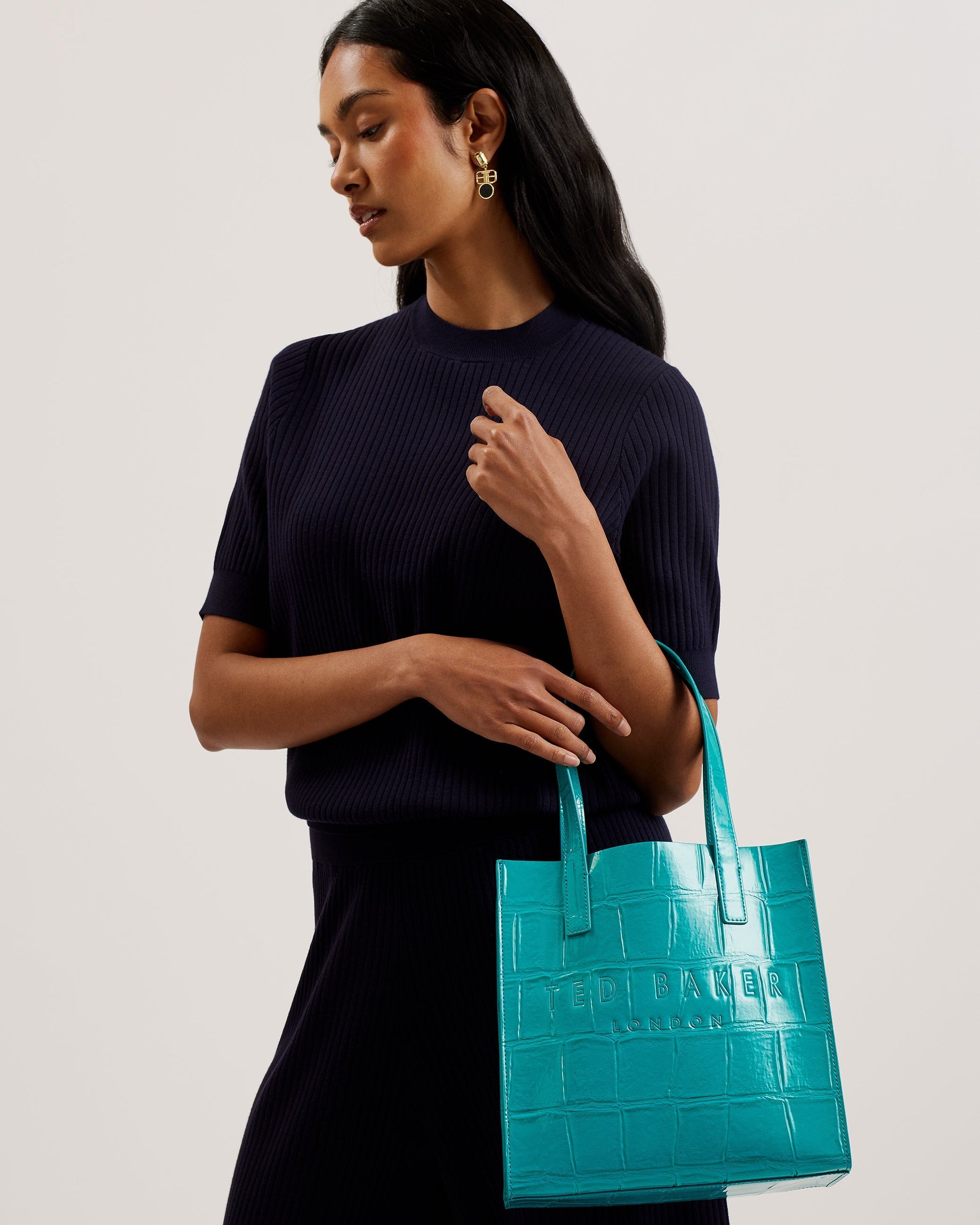 Women's Reptcon-Croc Effect Small Icon Bag Teal-Blue Ted Baker South Africa