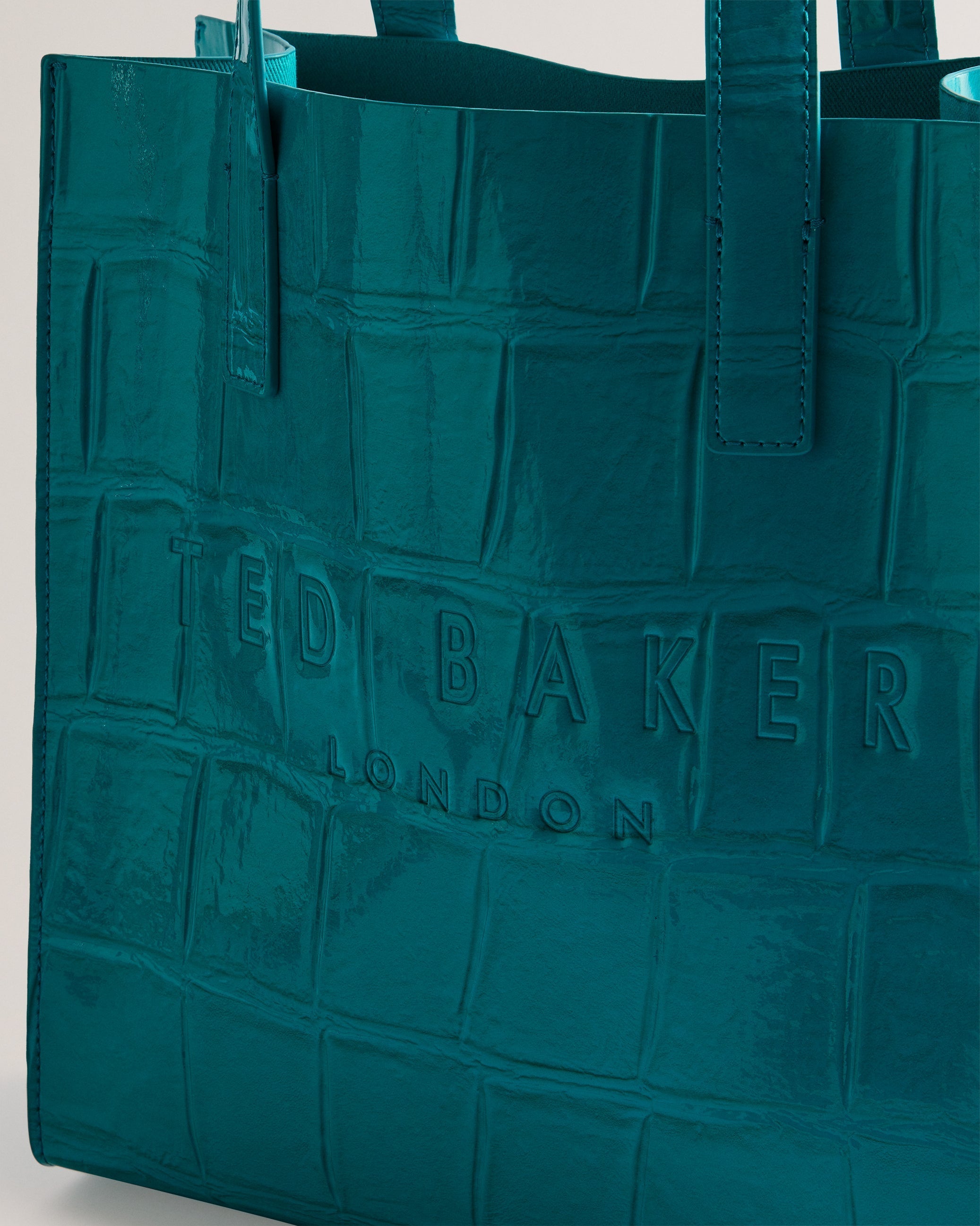 Women's Reptcon-Croc Effect Small Icon Bag Teal-Blue Ted Baker South Africa Bellabags