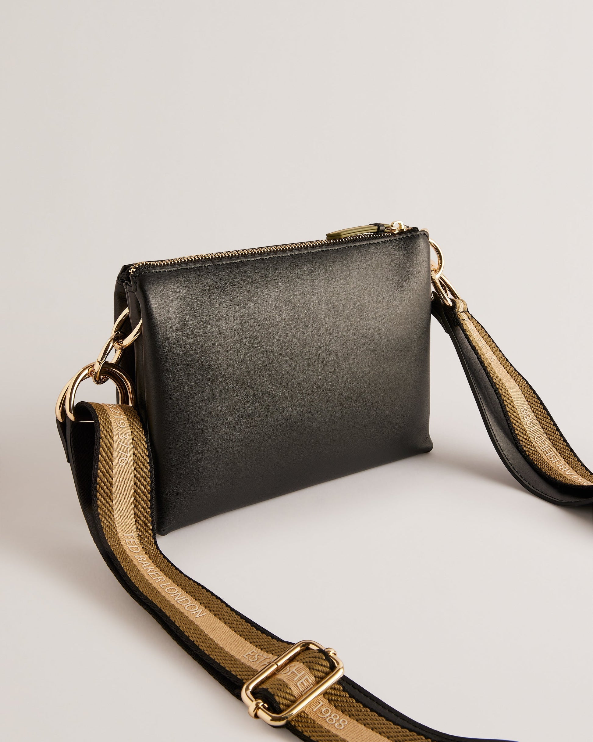 Women's Darceyy-Branded Webbing Leather Crossbody Jet-Black Ted Baker South Africa