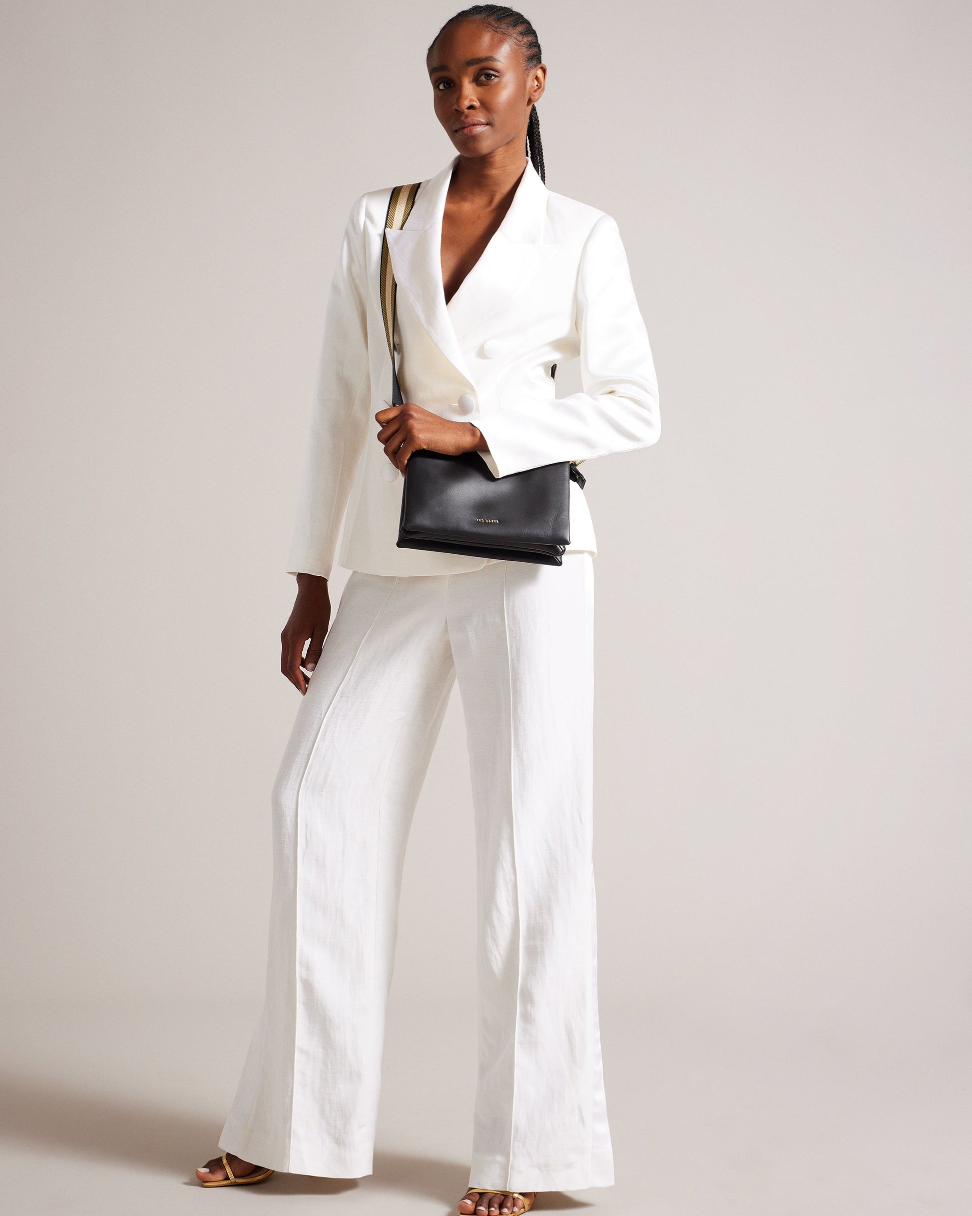 Women's Darceyy-Branded Webbing Leather Crossbody Jet-Black Ted Baker South Africa