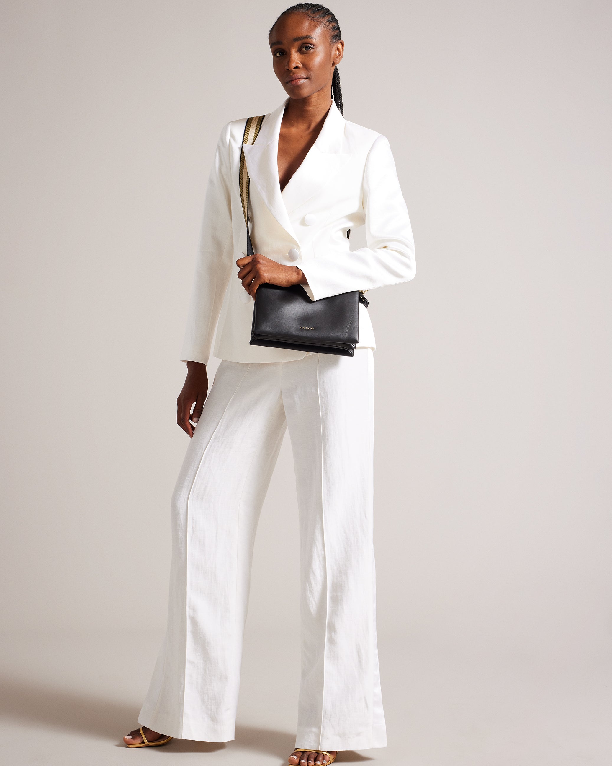 Women's Darceyy-Branded Webbing Leather Crossbody Jet-Black Ted Baker South Africa Bellabags