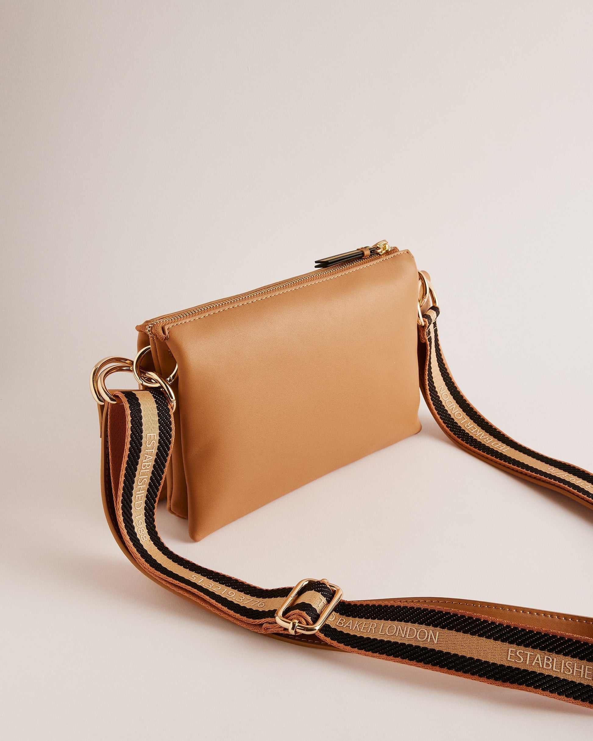 Women's Darceyy-Branded Webbing Leather Crossbody Taupe Ted Baker South Africa