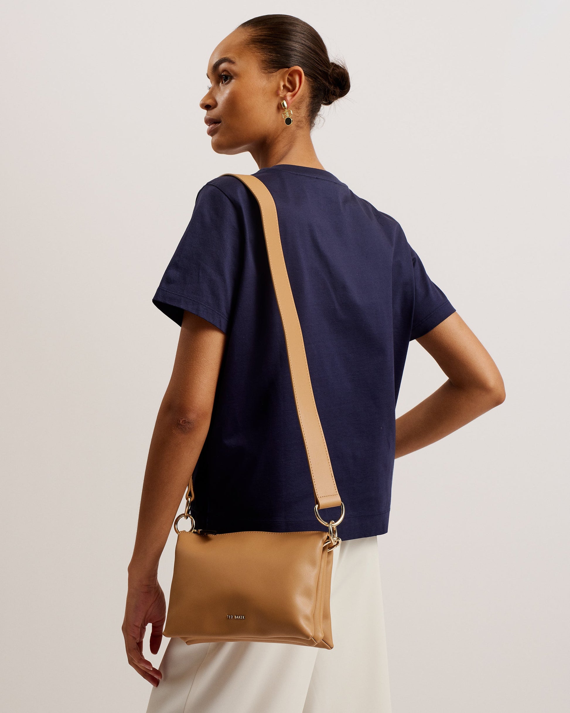 Women's Darceyy-Branded Webbing Leather Crossbody Taupe Ted Baker South Africa