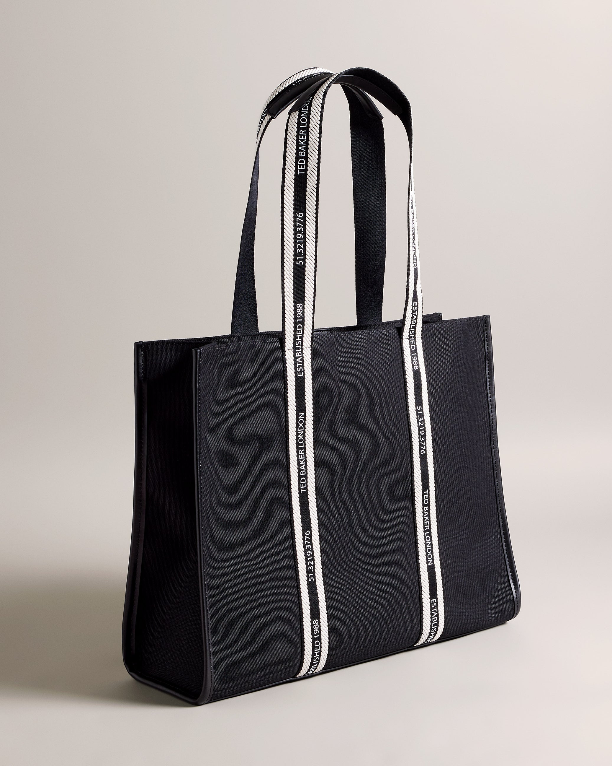 Women's Georjey-Branded Webbing Canvas Tote Black Ted Baker South Africa Bellabags