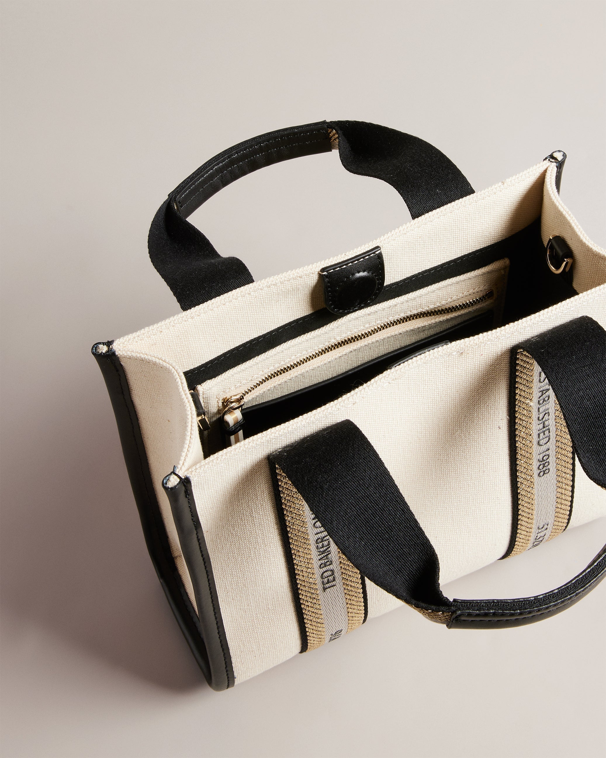 Women's Georjea-Branded Webbing Canvas Small Tote Ecru Ted Baker South Africa Bellabags