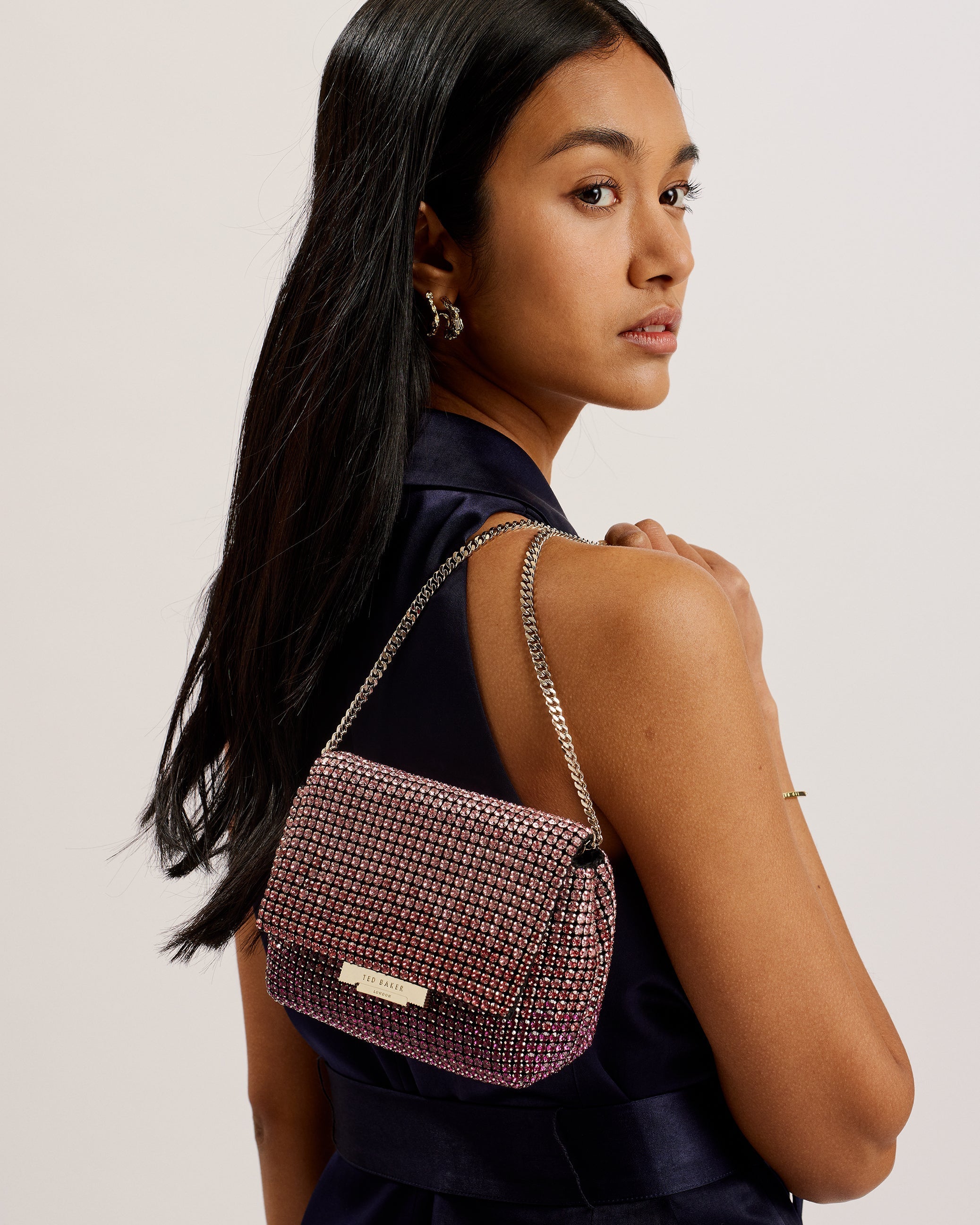 Women's Gliters-Crystal Mini Crossbody Bag Brt-Pink Ted Baker South Africa Bellabags