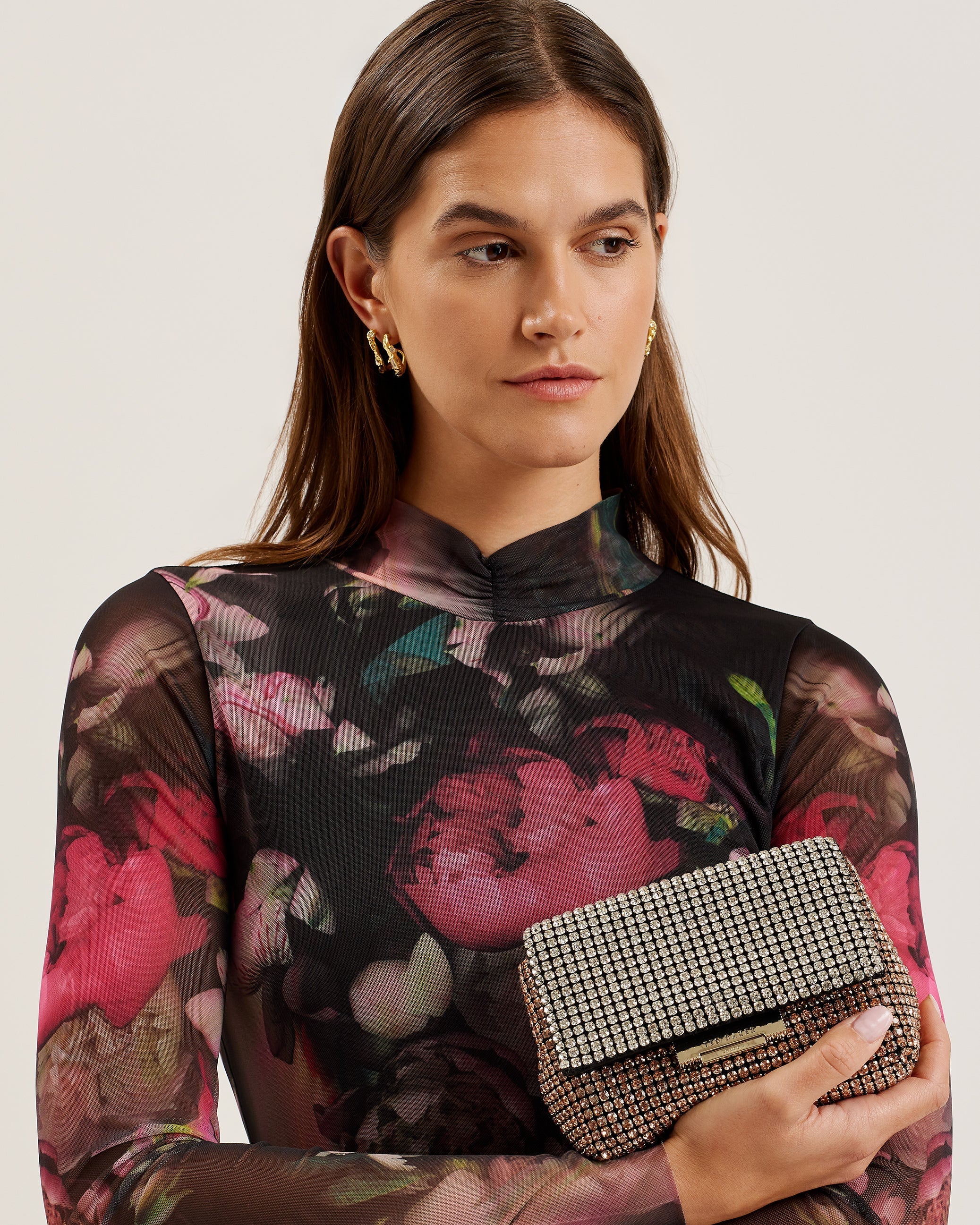 Women's Gliters-Crystal Mini Crossbody Bag Gold-Col Ted Baker South Africa Bellabags