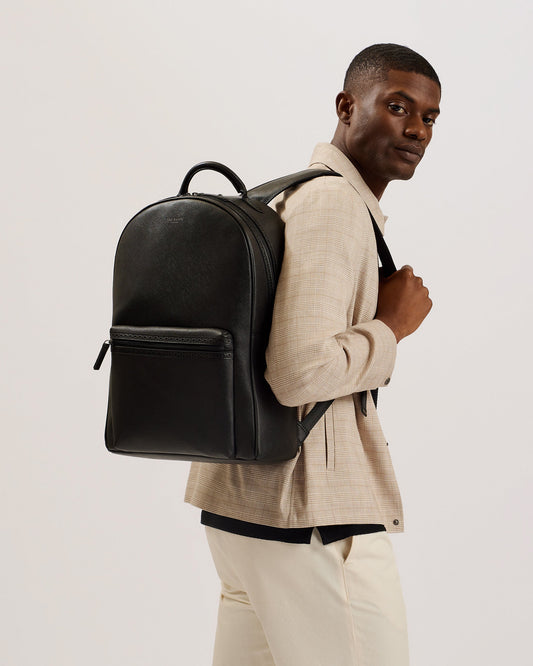 Men's Conann-Saffiano Leather Backpack Black Ted Baker South Africa