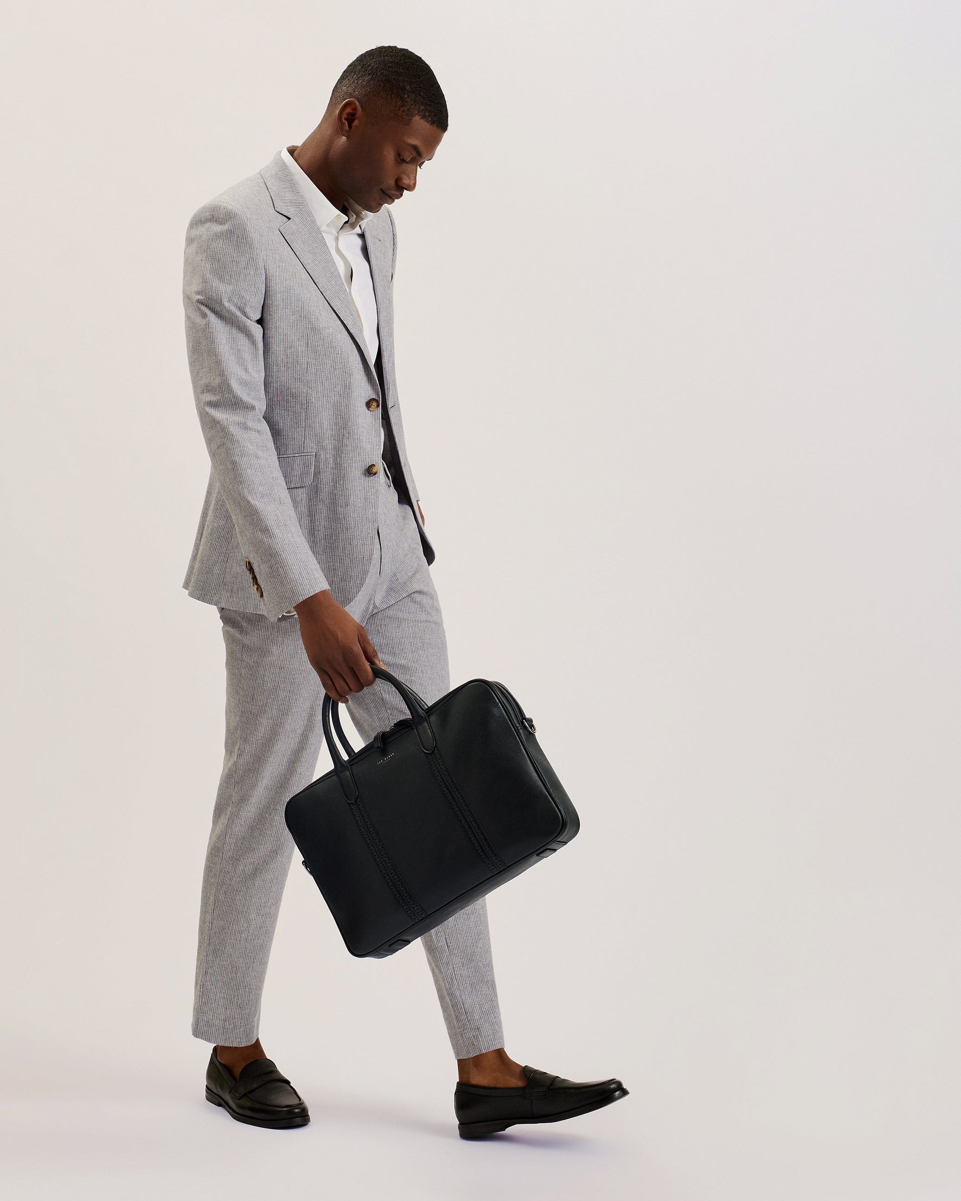 Men's Conley-Saffiano Leather Document Bag Black Ted Baker South Africa