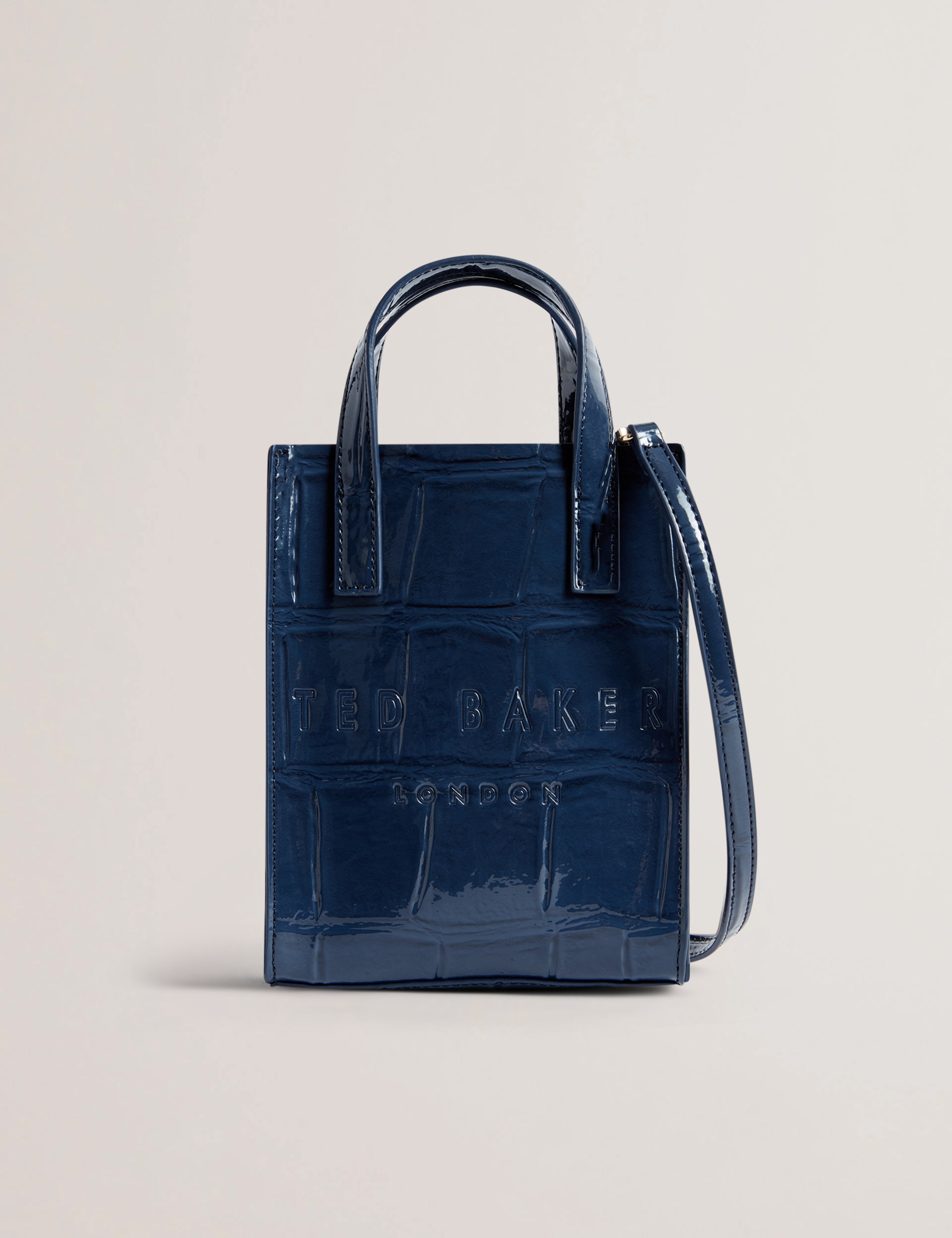 Women's Gatocon-Croc Effect Mini Icon Bag Dk-Blue Ted Baker South Africa Bellabags