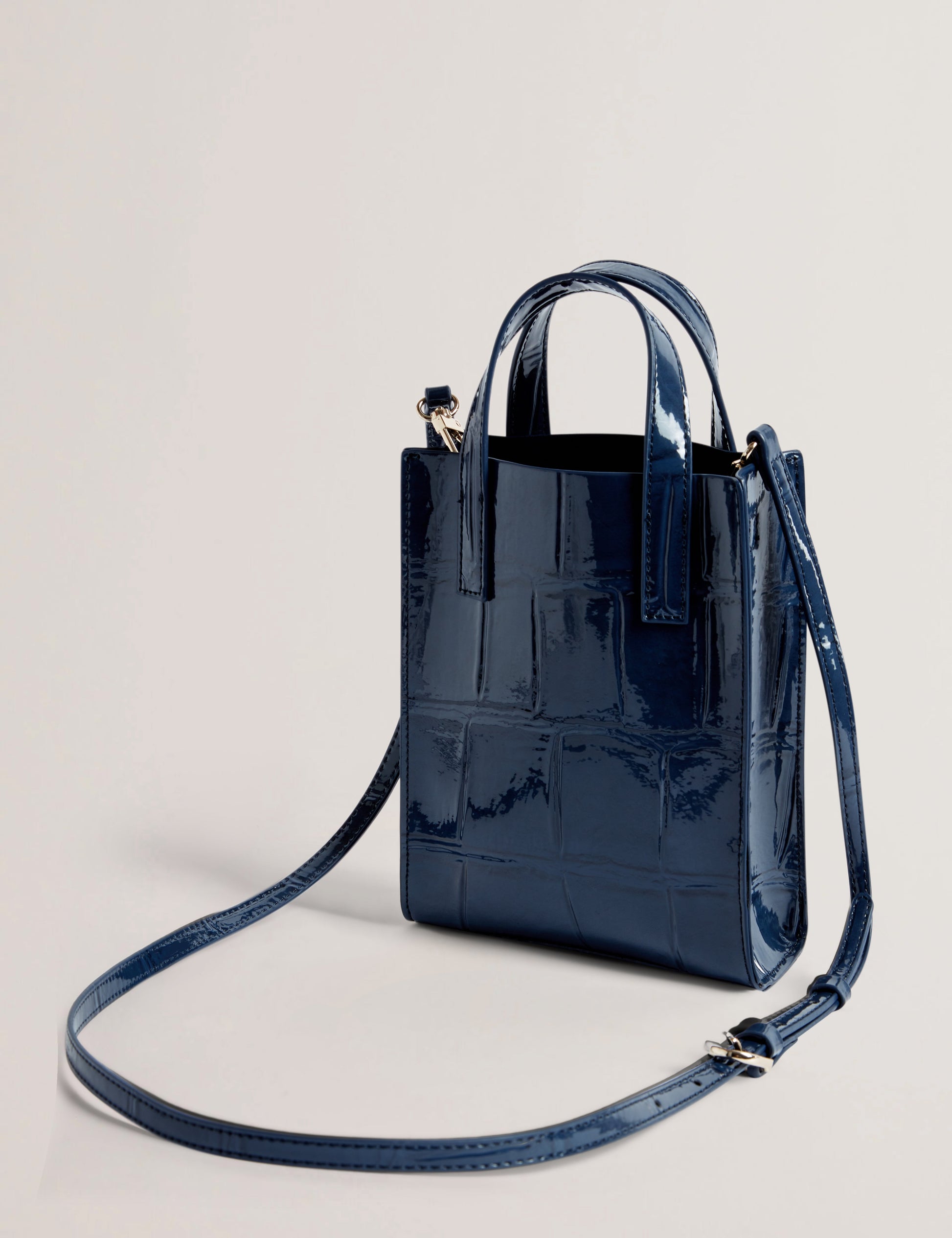 Women's Gatocon-Croc Effect Mini Icon Bag Dk-Blue Ted Baker South Africa