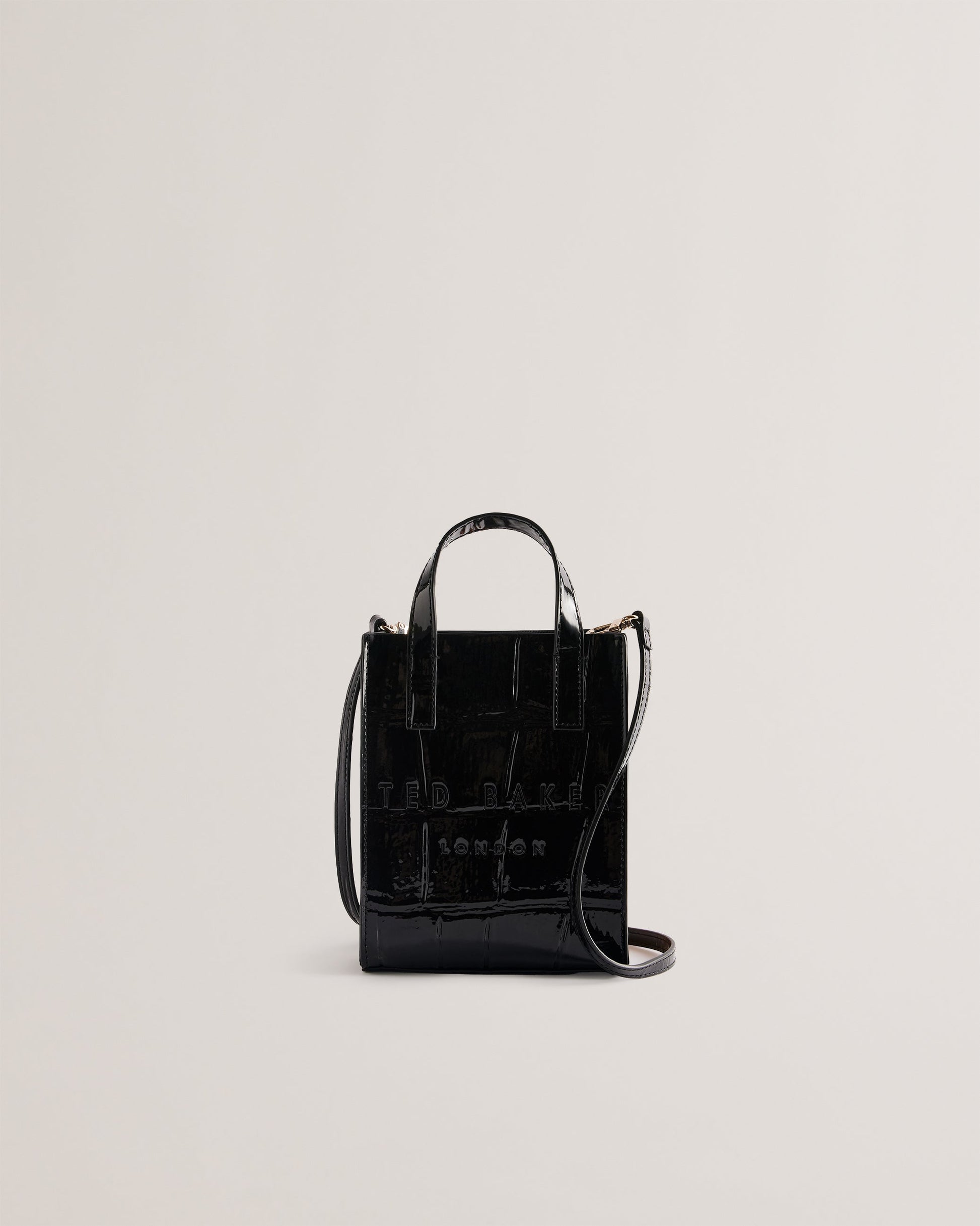 Women's Gatocon-Croc Effect Mini Icon Bag Jet-Black Ted Baker South Africa