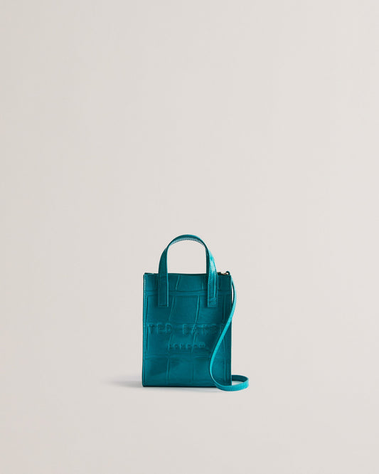 Women's Gatocon-Croc Effect Mini Icon Bag Teal-Blue Ted Baker South Africa