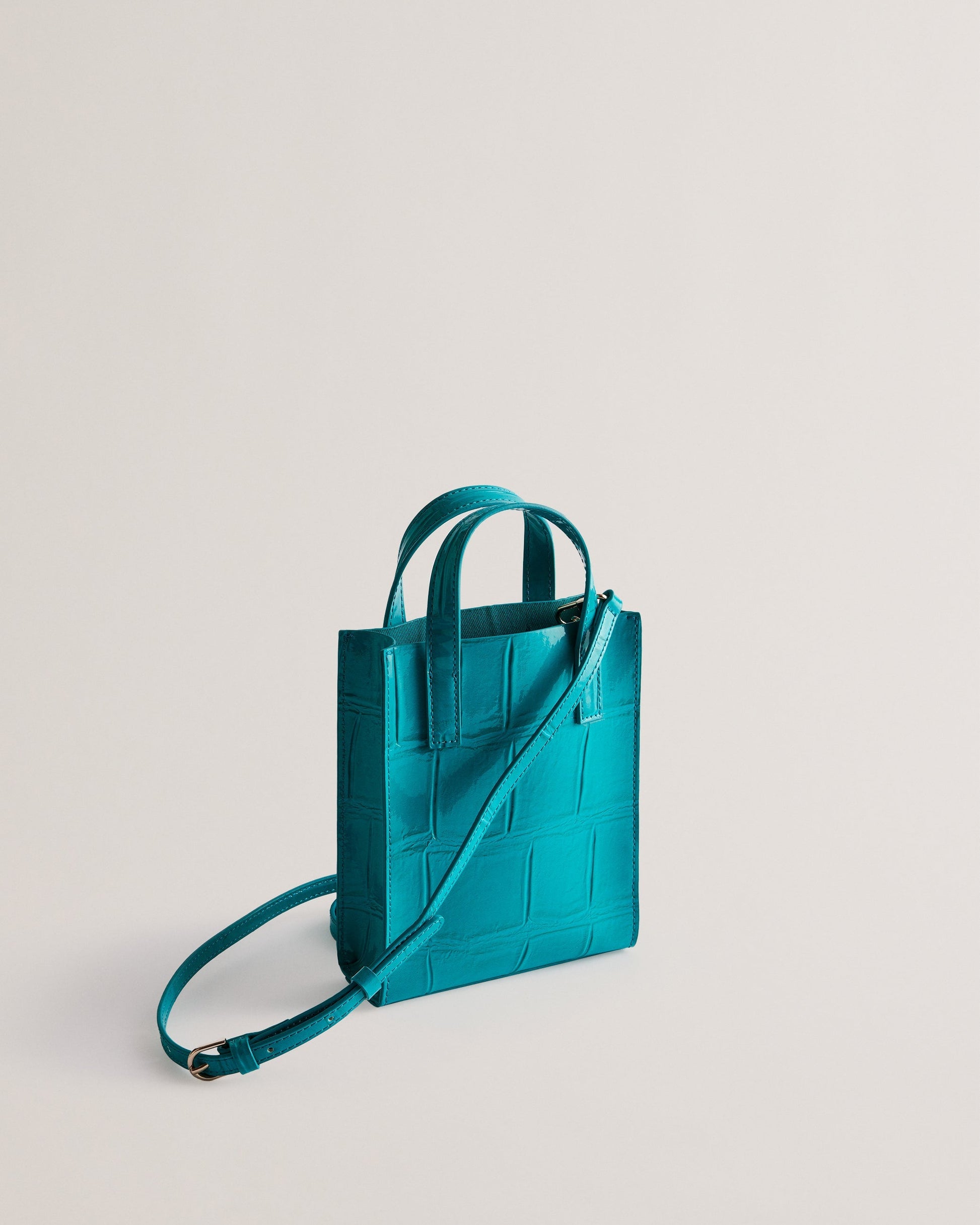 Women's Gatocon-Croc Effect Mini Icon Bag Teal-Blue Ted Baker South Africa