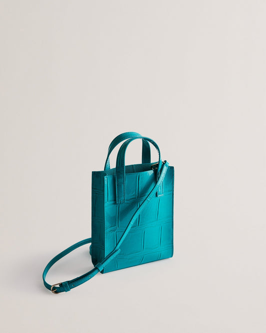 Women's Gatocon-Croc Effect Mini Icon Bag Teal-Blue Ted Baker South Africa Bellabags