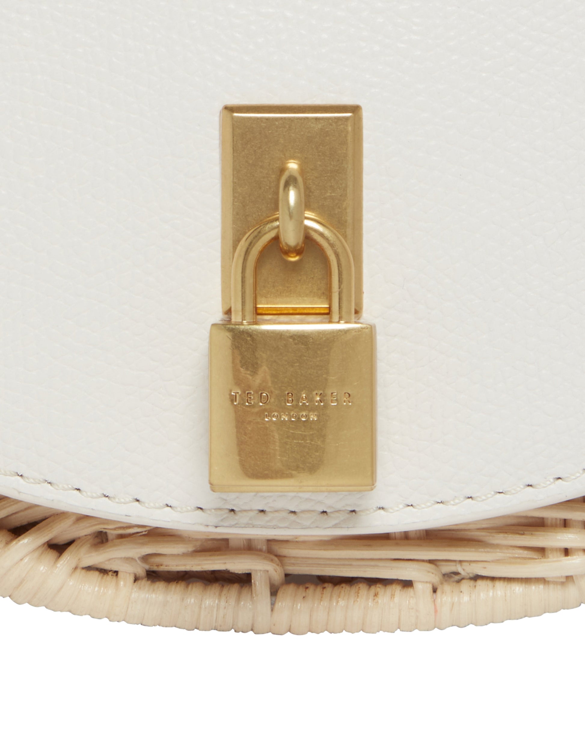 Women's Oxfordd-Padlock Detail Rattan Saddle Bag Ecru Ted Baker South Africa