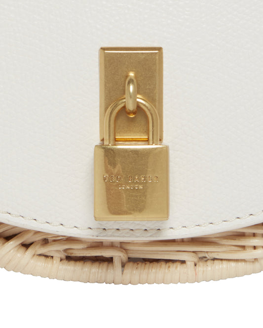 Women's Oxfordd-Padlock Detail Rattan Saddle Bag Ecru Ted Baker South Africa Bellabags