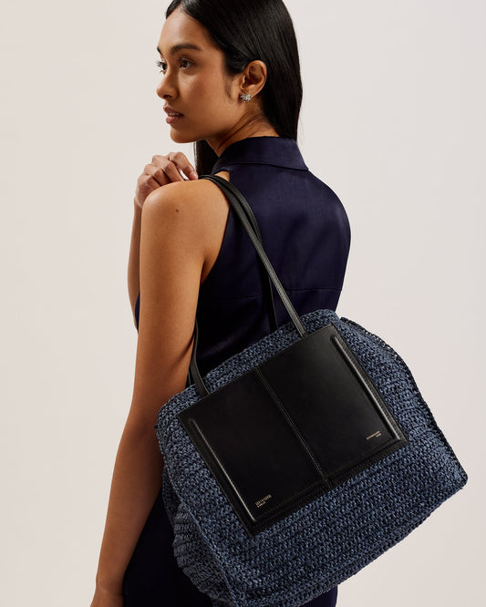 Women's Ashvi-Raffia Large Tote Bag Black Ted Baker South Africa Bellabags