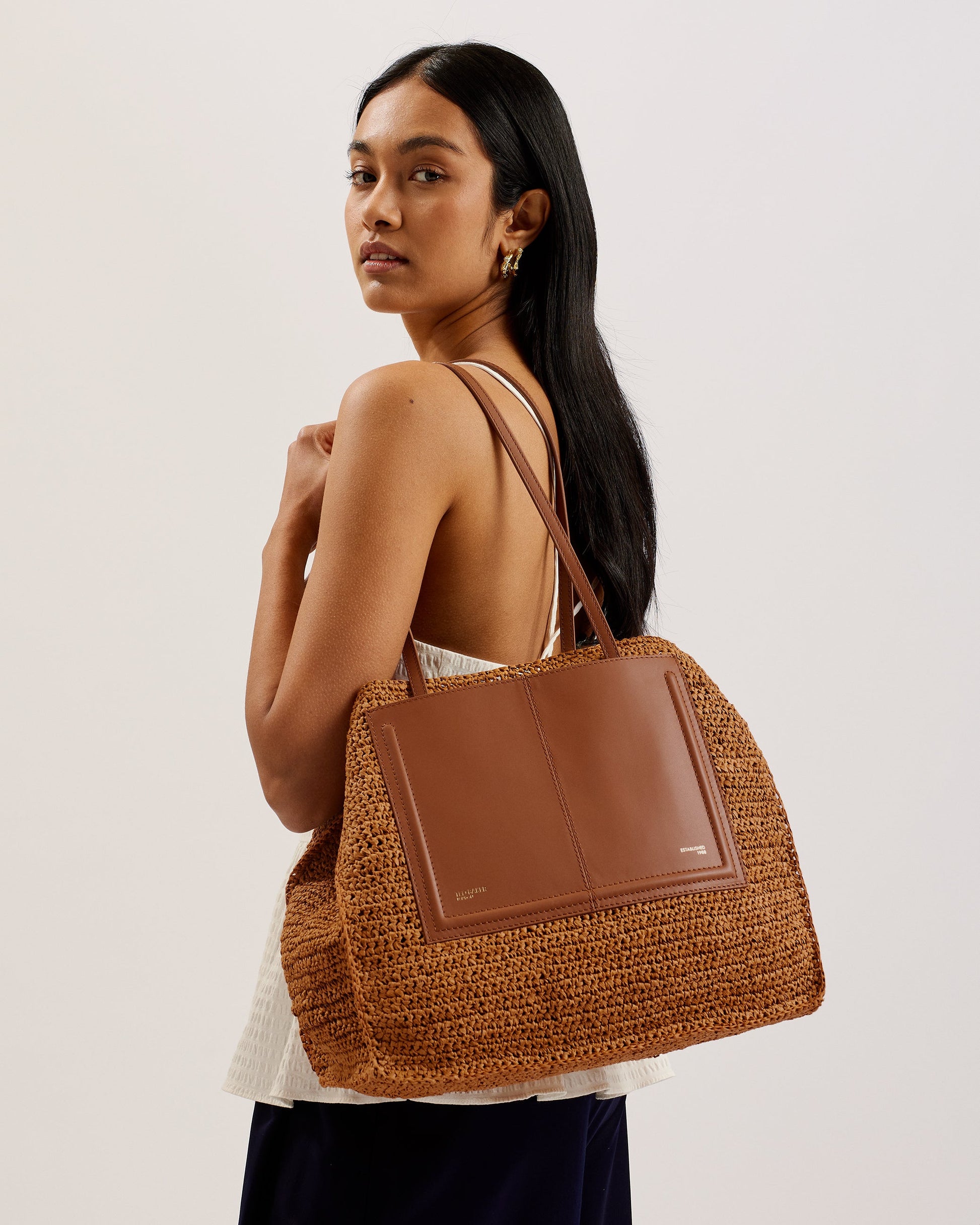 Women's Ashvi-Raffia Large Tote Bag Brown Ted Baker South Africa