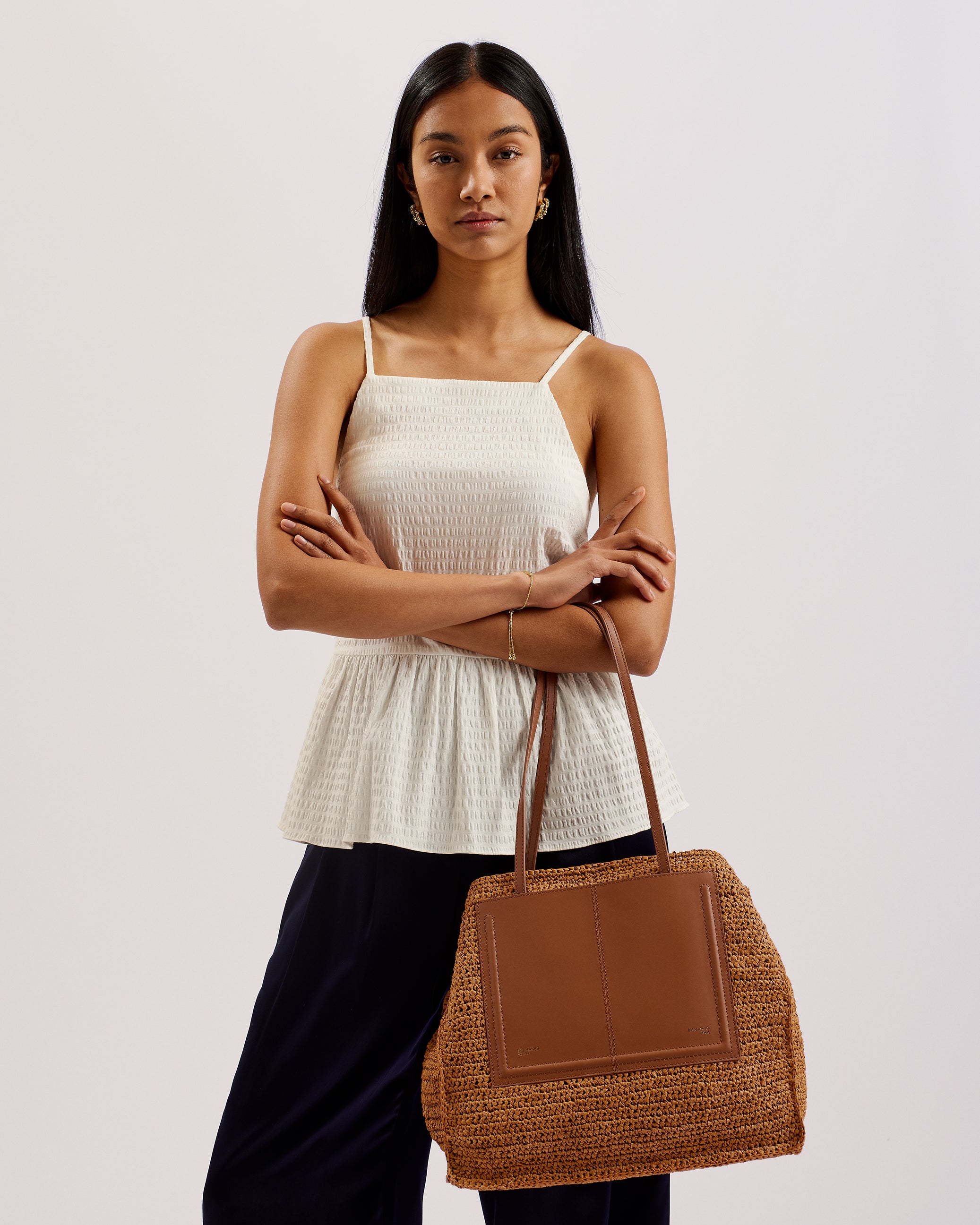 Women's Ashvi-Raffia Large Tote Bag Brown Ted Baker South Africa Bellabags