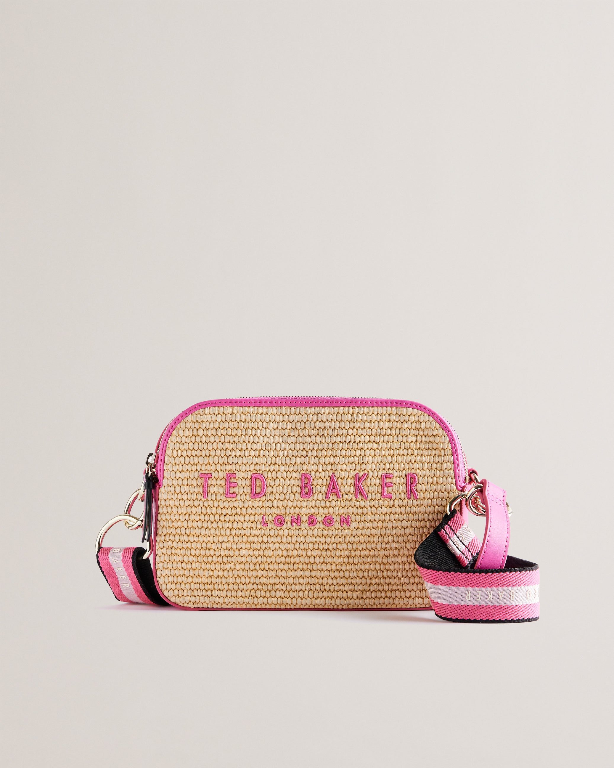 Women's Stelio-Branded Webbing Faux Raffia Camera Brt-Pink Ted Baker South Africa Bellabags