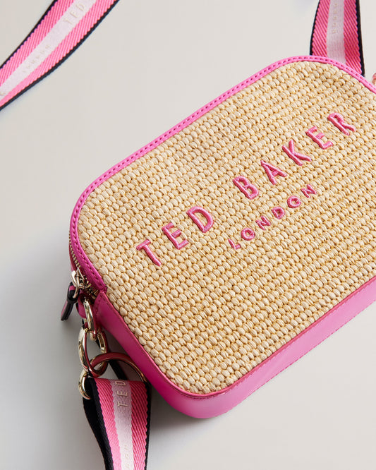 Women's Stelio-Branded Webbing Faux Raffia Camera Brt-Pink Ted Baker South Africa Bellabags