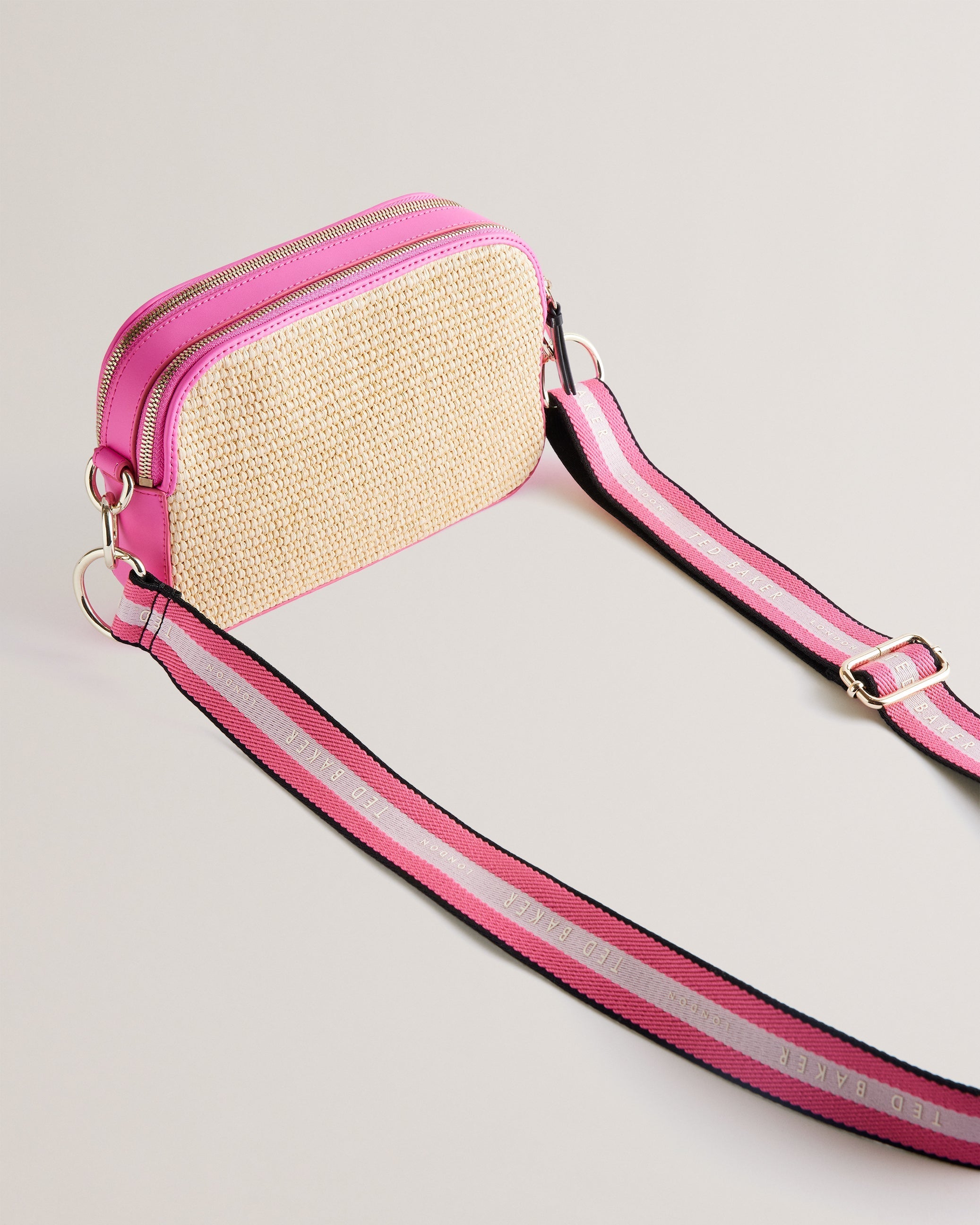 Women's Stelio-Branded Webbing Faux Raffia Camera Brt-Pink Ted Baker South Africa Bellabags