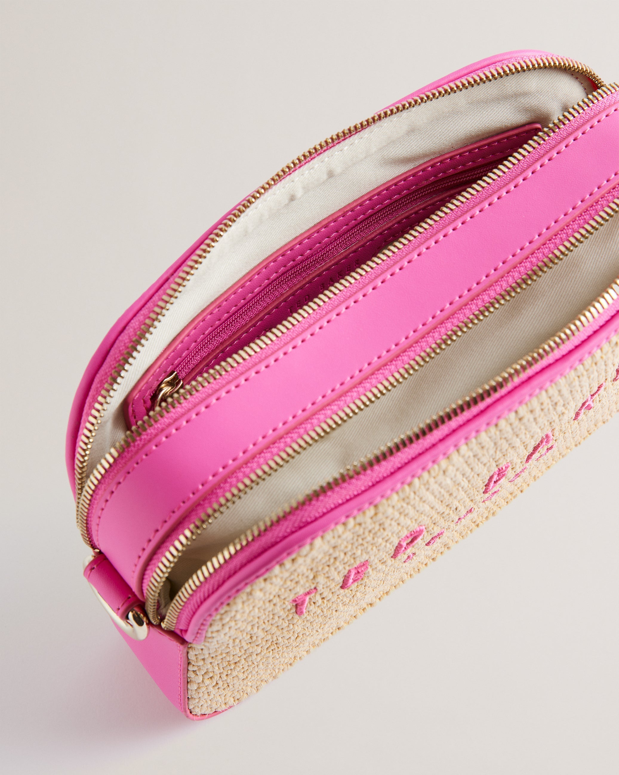 Women's Stelio-Branded Webbing Faux Raffia Camera Brt-Pink Ted Baker South Africa Bellabags