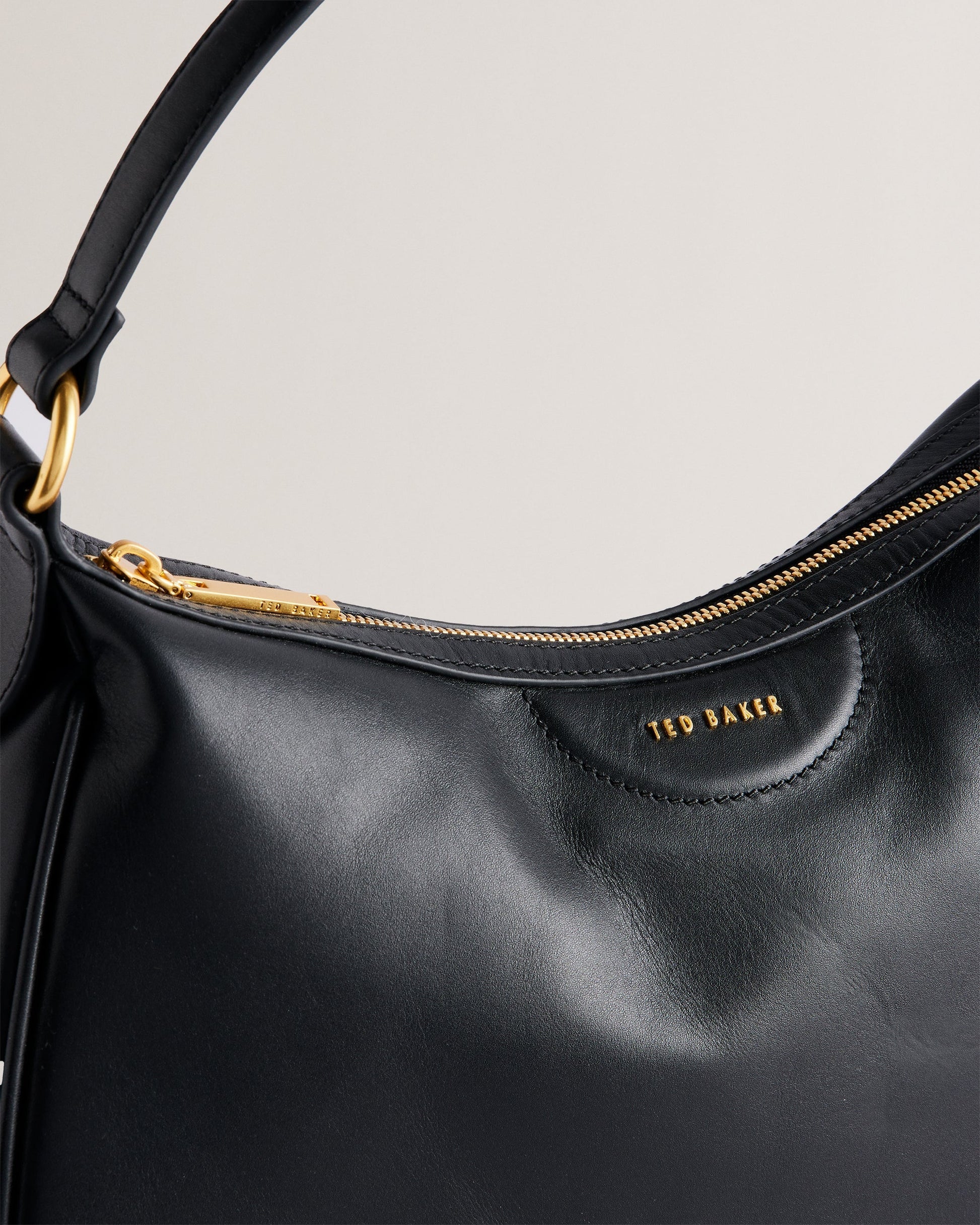 Women's Esiah-Webbing Slouchy Leather Hobo Bag Black Ted Baker South Africa