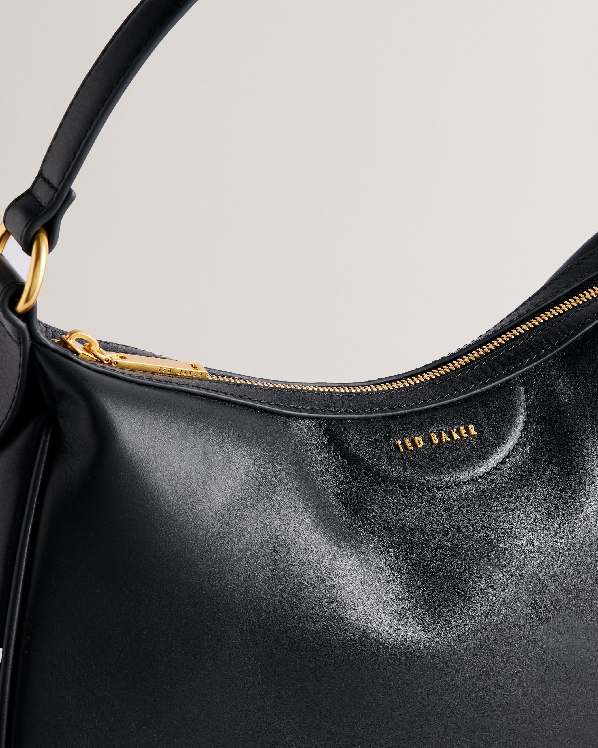 Women's Esiah-Webbing Slouchy Leather Hobo Bag Black Ted Baker South Africa Bellabags